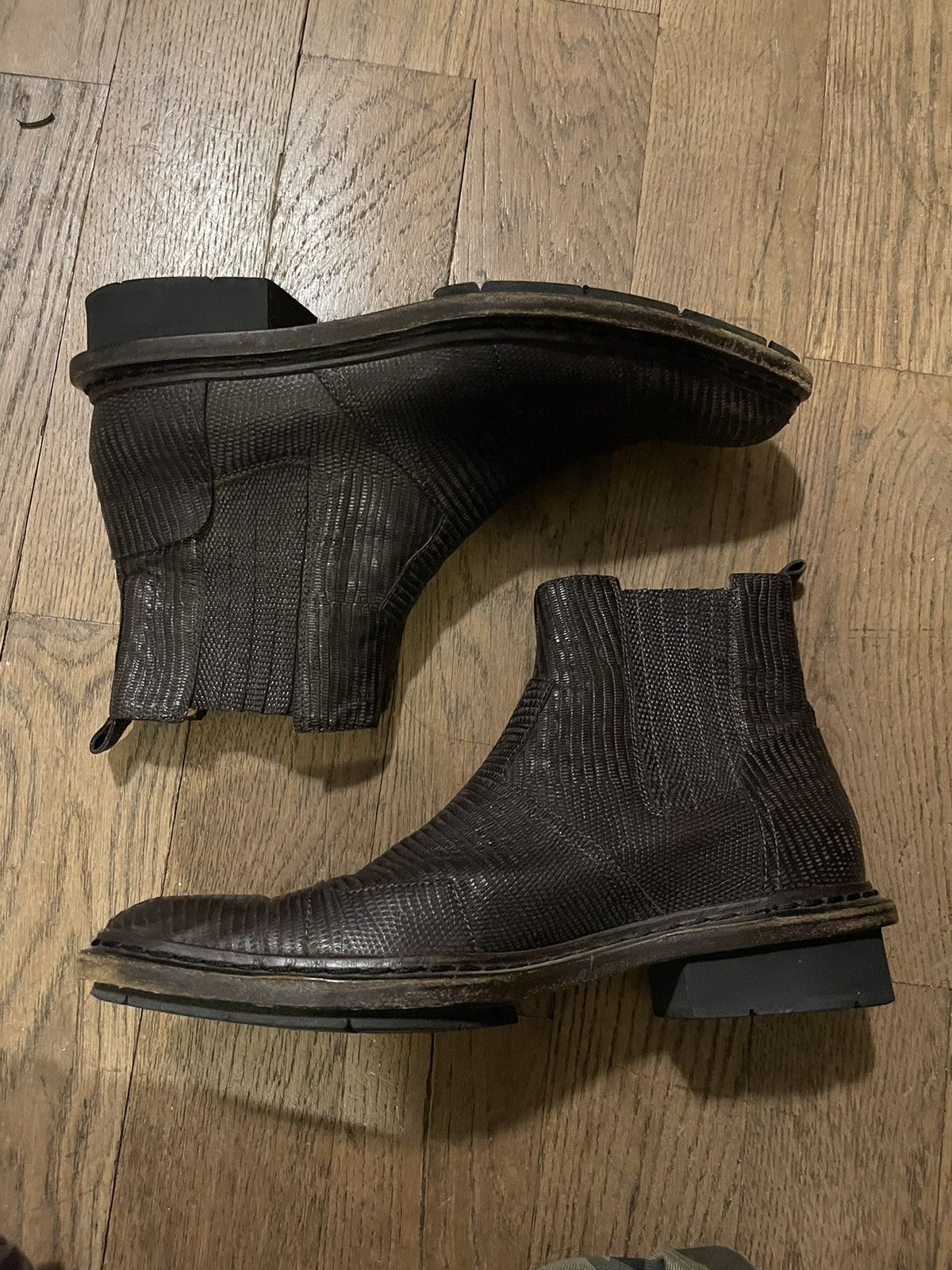 image of Balenciaga Aw09 Lizard Robotic Chelsea Boots in Brown, Men's (Size 7)