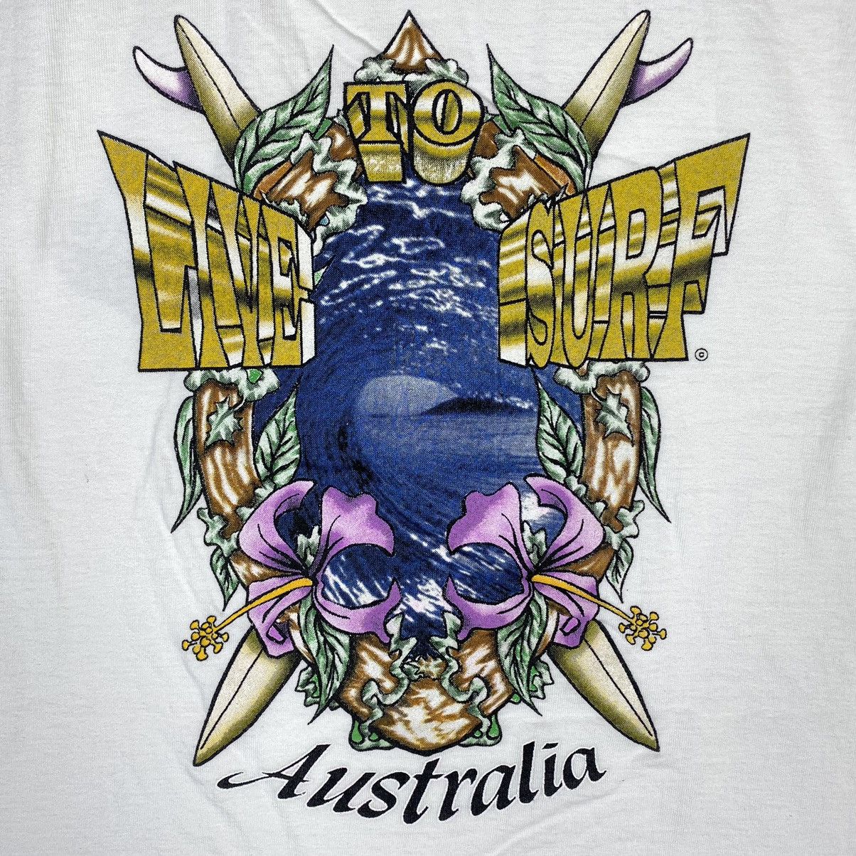 Other Vintage 90's LIVE TO SURF Australia Graphic Surf Tee Size US M / EU 48-50 / 2 - 3 Thumbnail