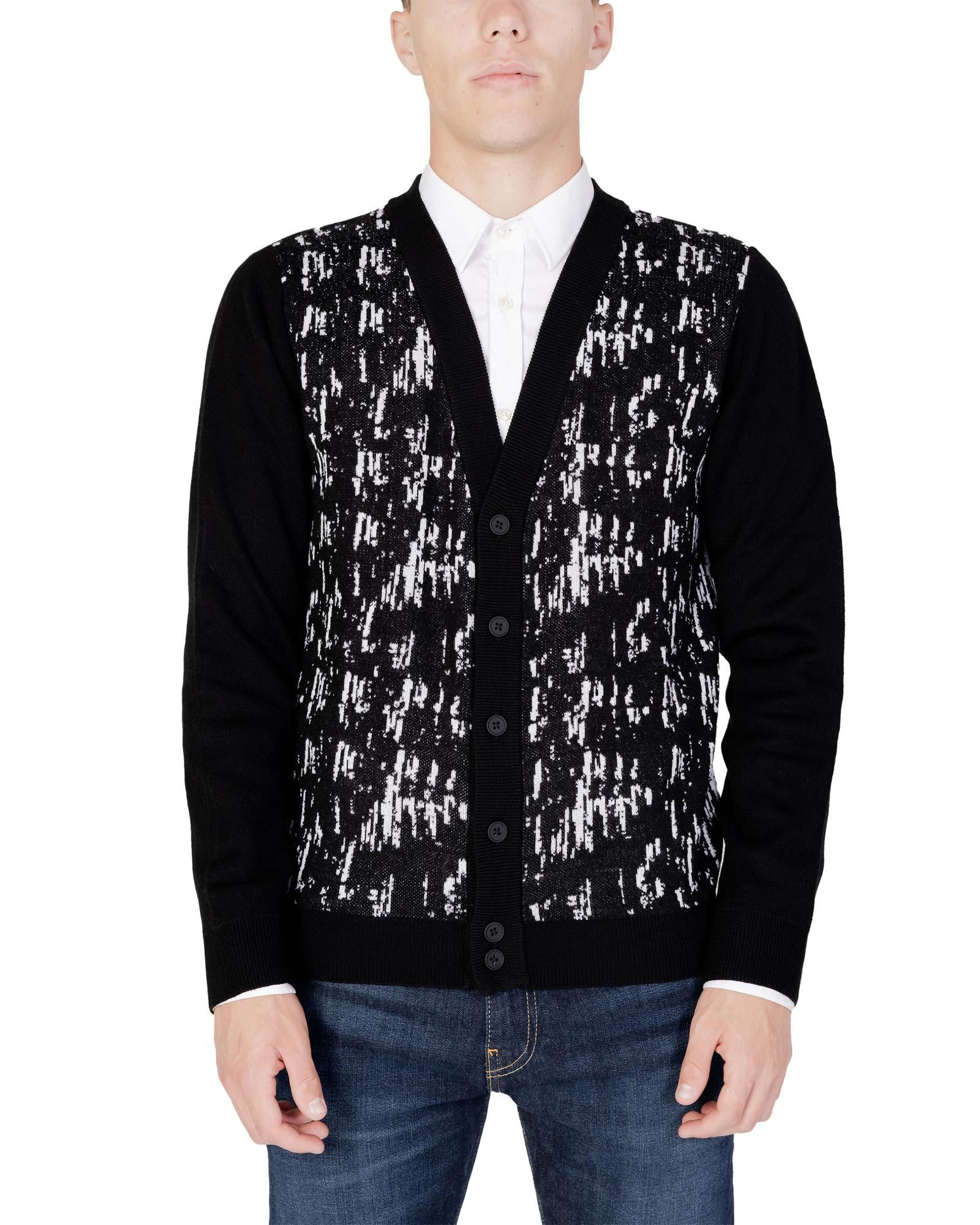 image of Antony Morato Buttoned Printed Cardigan in Black, Men's (Size Large)