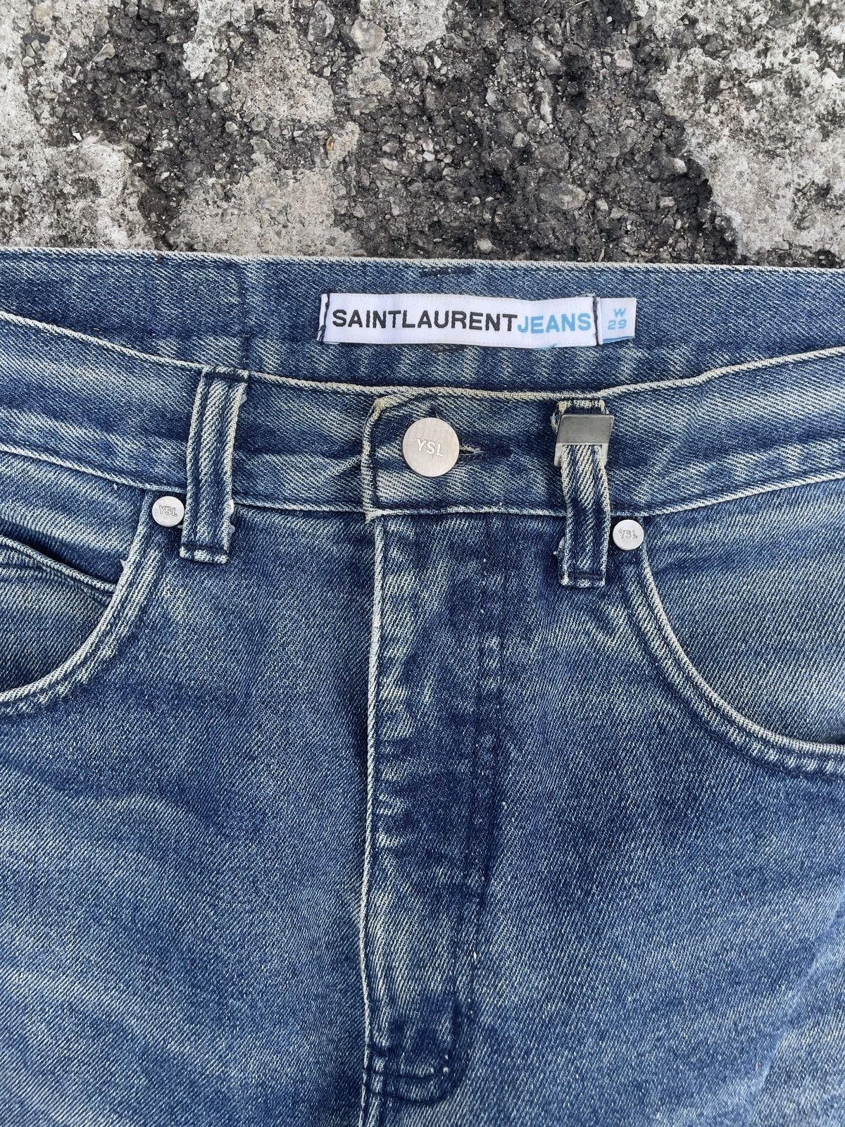 Yves Saint Laurent Vintage Saint Laurent Jeans Mud Wash Whiskering Distressed Size US 29 - 5 Thumbnail
