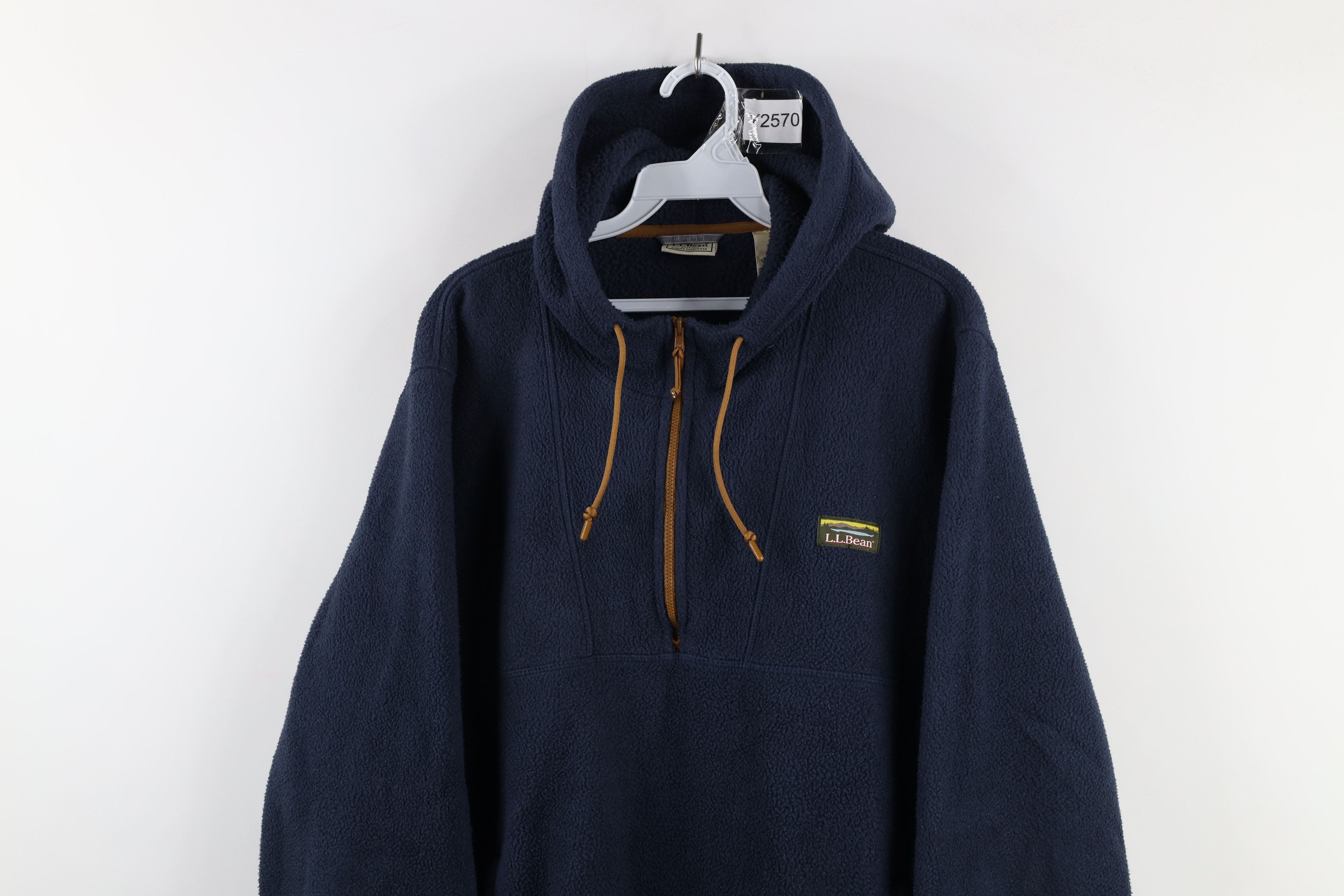 L.L. Bean × Vintage Vintage LL Bean Spell Out Half Zip Fleece Hoodie Blue Size US L / EU 52-54 / 3 - 2 Thumbnail