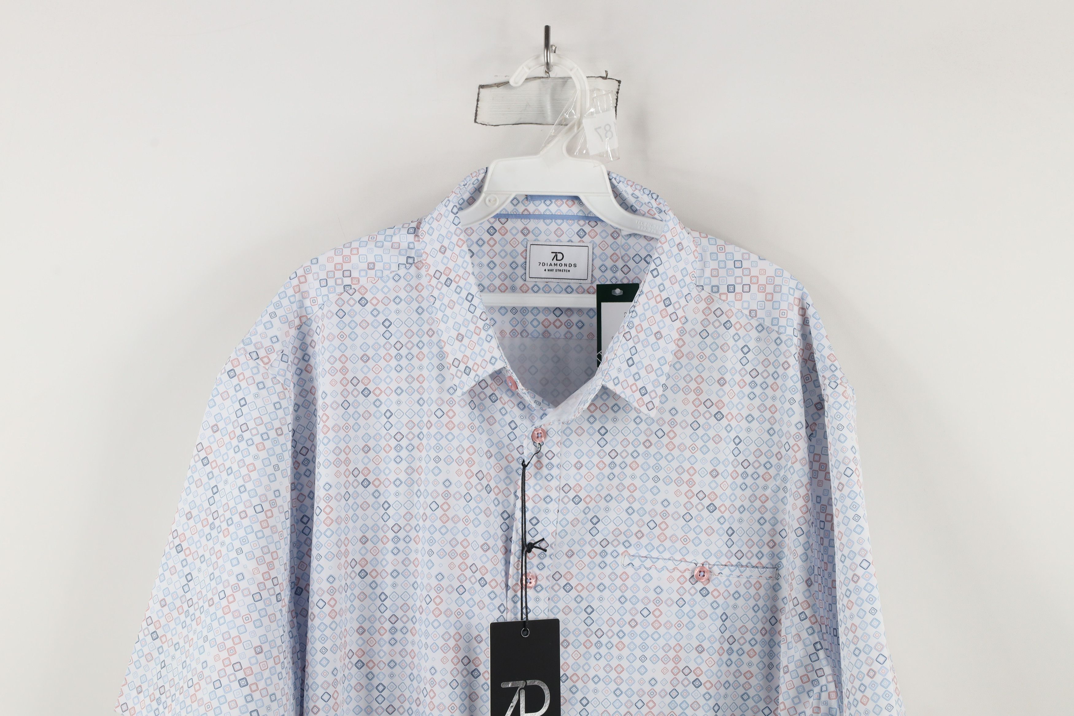 Vintage New 7 Diamonds 4 Way Stretch Short Sleeve Button Shirt Size US XXL / EU 58 / 5 - 2 Thumbnail