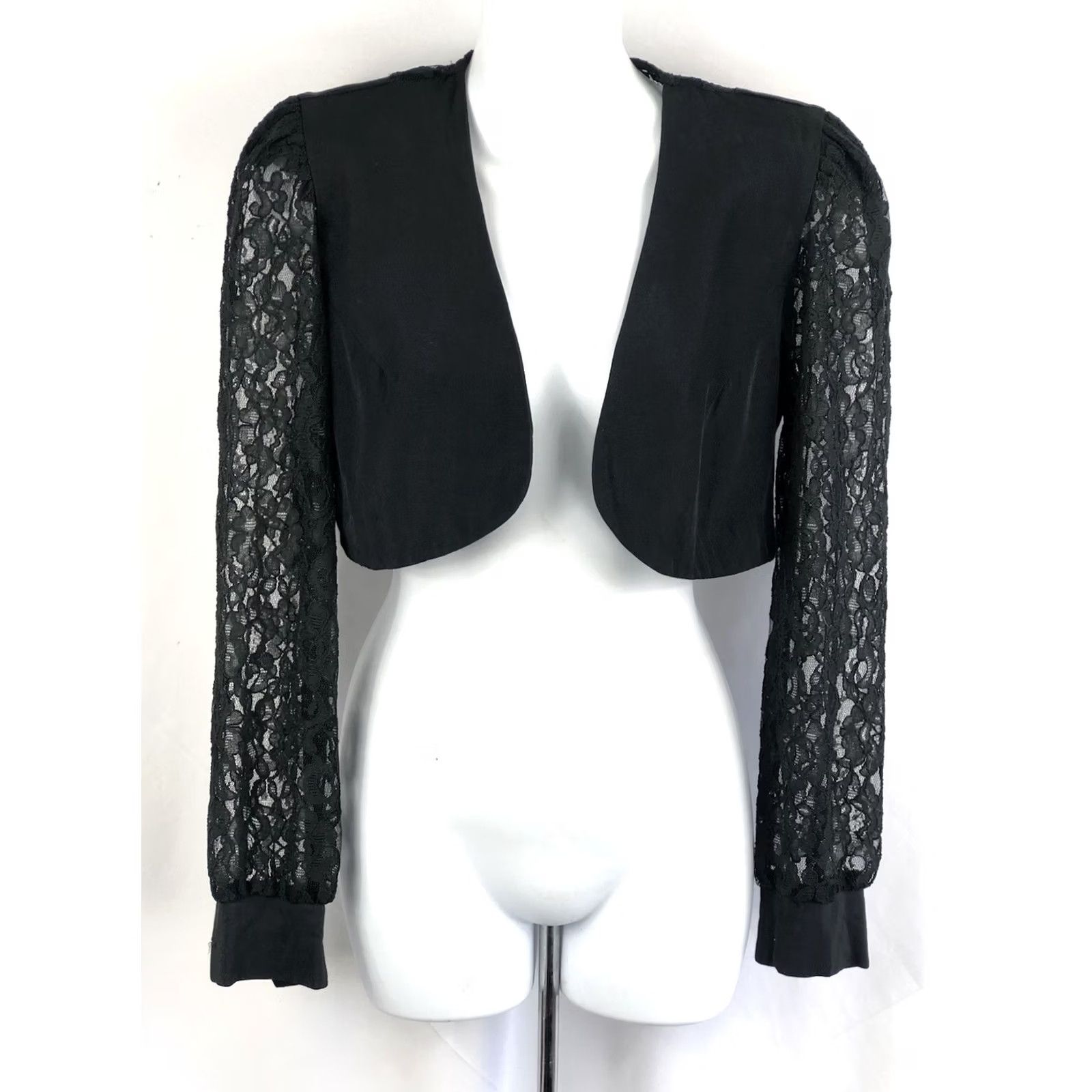 Vintage VINTAGE Chauncey St Cropped Micro Bolero S Black Floral Lace Shrug Y2K Grunge 90s Size S / US 4 / IT 40 - 5 Thumbnail