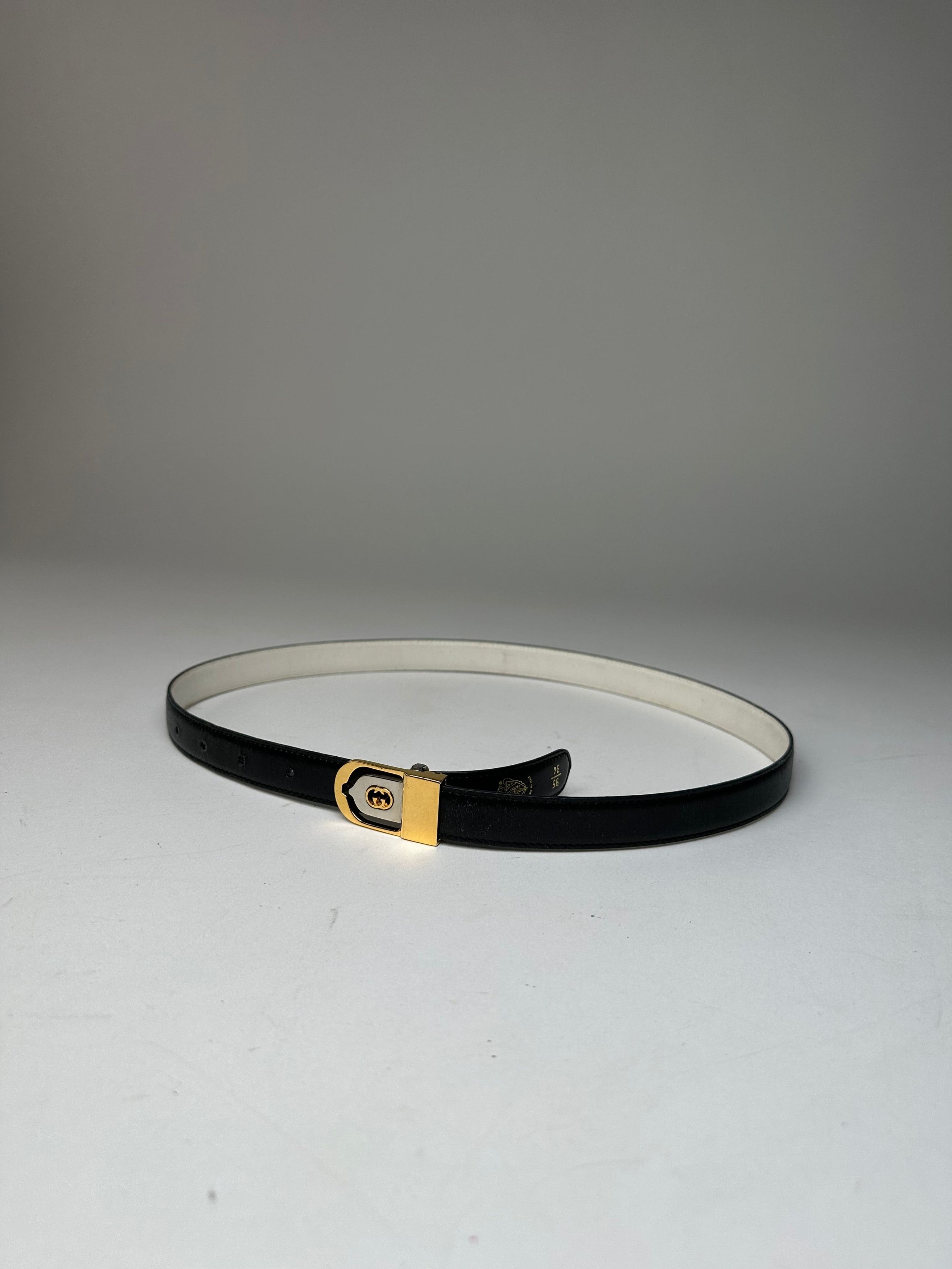 Gucci Vintage GG Leather Belt Black Size ONE SIZE - 1 Thumbnail