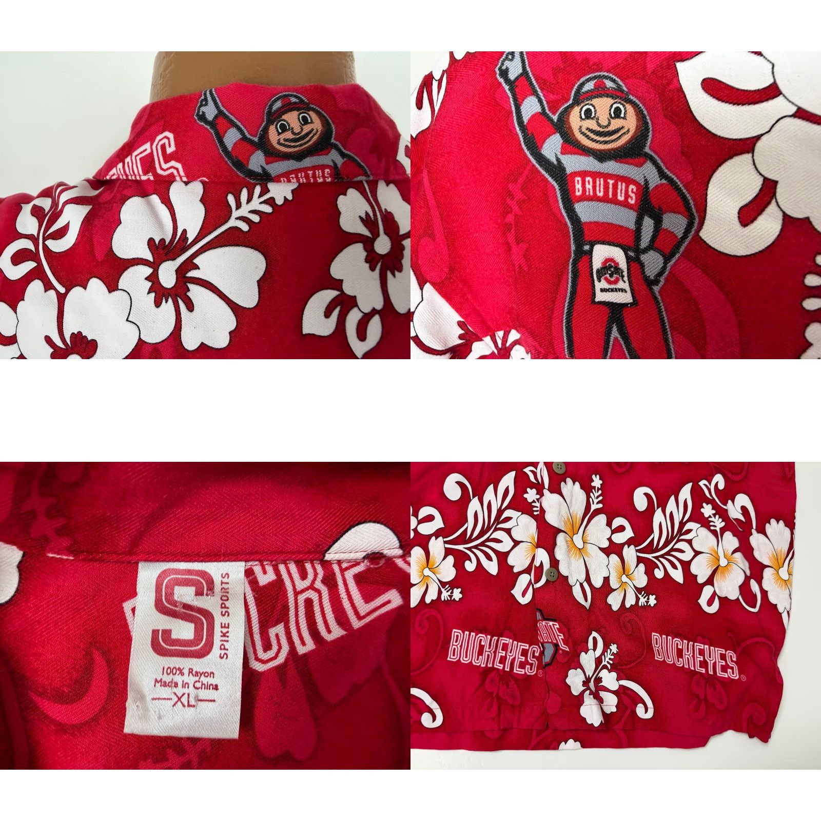 Vintage Spike Sports Shirt Men XL Ohio State Buckeyes Hawaiian Brutus College Football Size US XL / EU 56 / 4 - 8 Thumbnail