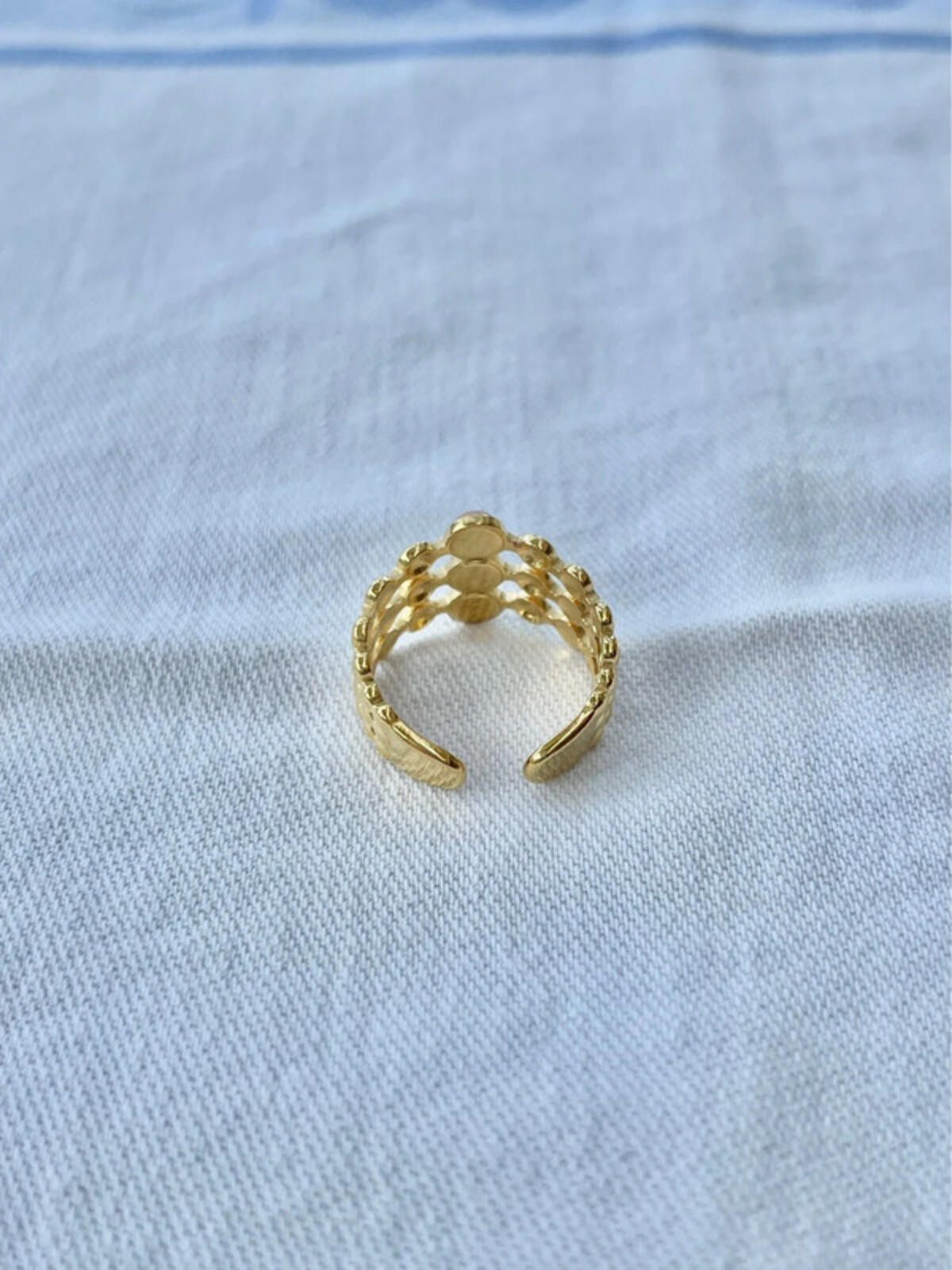 Other Gold plated pink round multi gemstone vintage style ring Size ONE SIZE - 3 Thumbnail