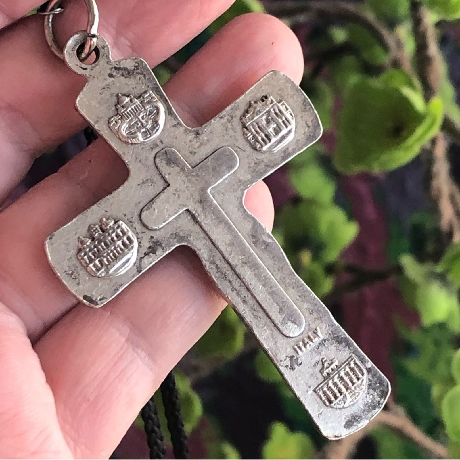 Jewelry Italy silver Jesus on cross pendant on braided rope necklace Size ONE SIZE - 7 Thumbnail