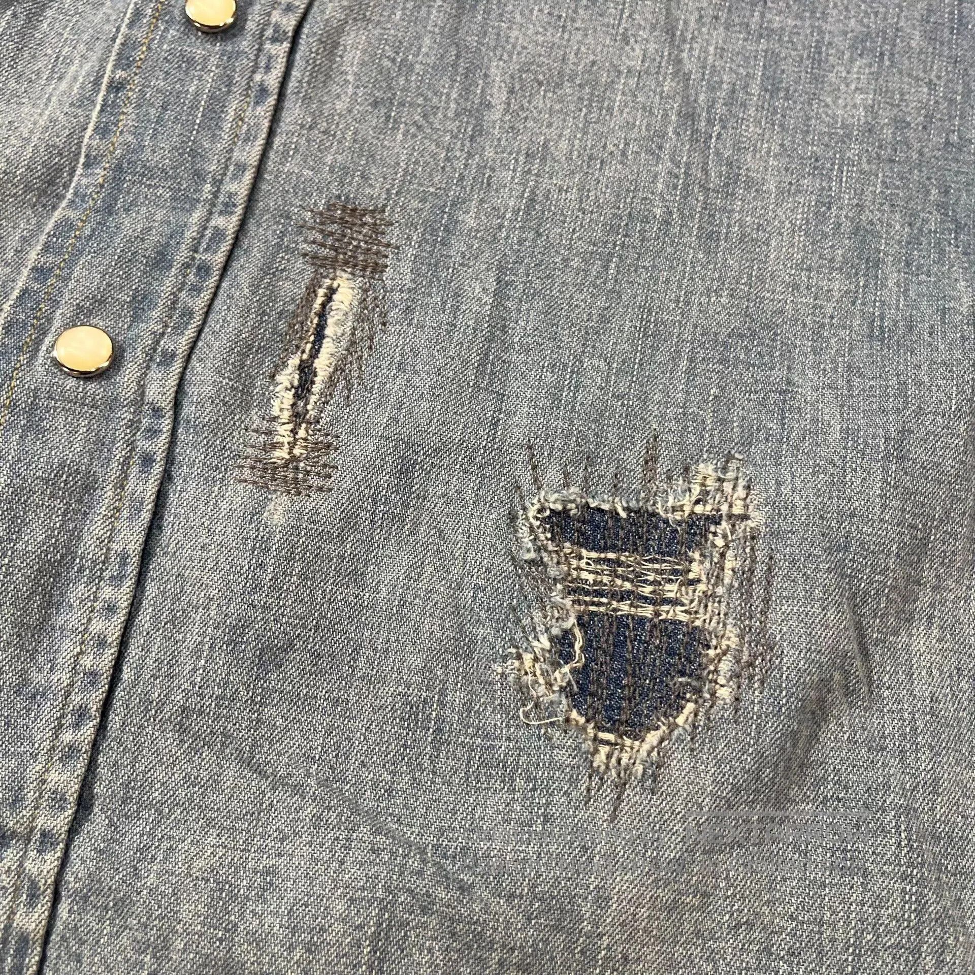 RRL Ralph Lauren vintage ralph lauren distressed denim shirt. Size US M / EU 48-50 / 2 - 7 Thumbnail