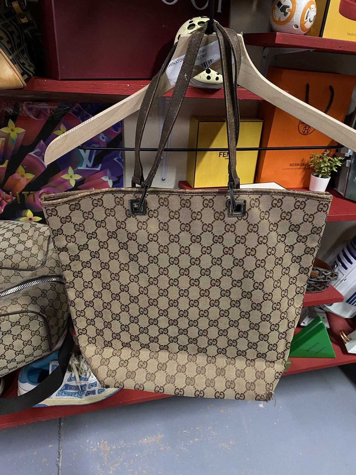 Gucci Gucci GG Monogram Tote Bag Canvas Leather Women’s Handbag Size ONE SIZE - 9 Thumbnail
