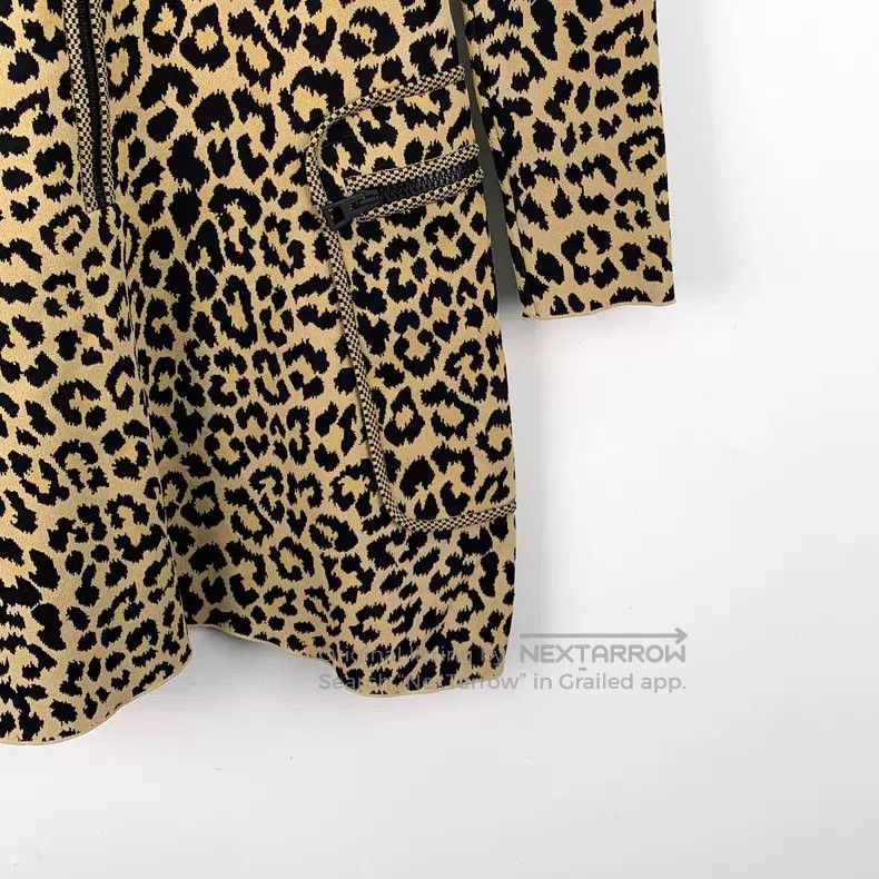 Dior Dior Brown leopard-print round-neck zipper long-sleeved kn Size XS / US 0-2 / IT 36-38 - 4 Thumbnail