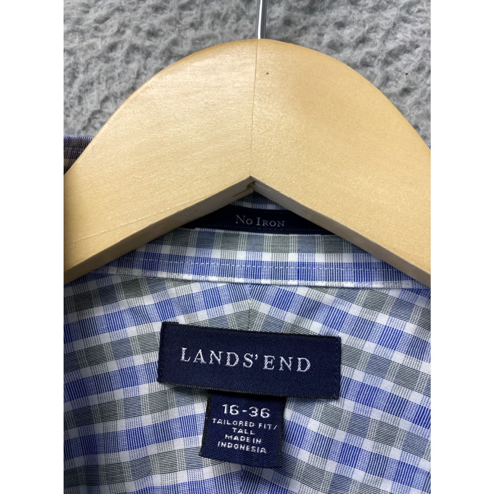 Lands' End VINTAGE Lands' End Men’s Dress Shirt Plaid Check Long Sleeve Button-Down TALL 16 Gray Green All Seasons Size US L / EU 52-54 / 3 - 3 Thumbnail