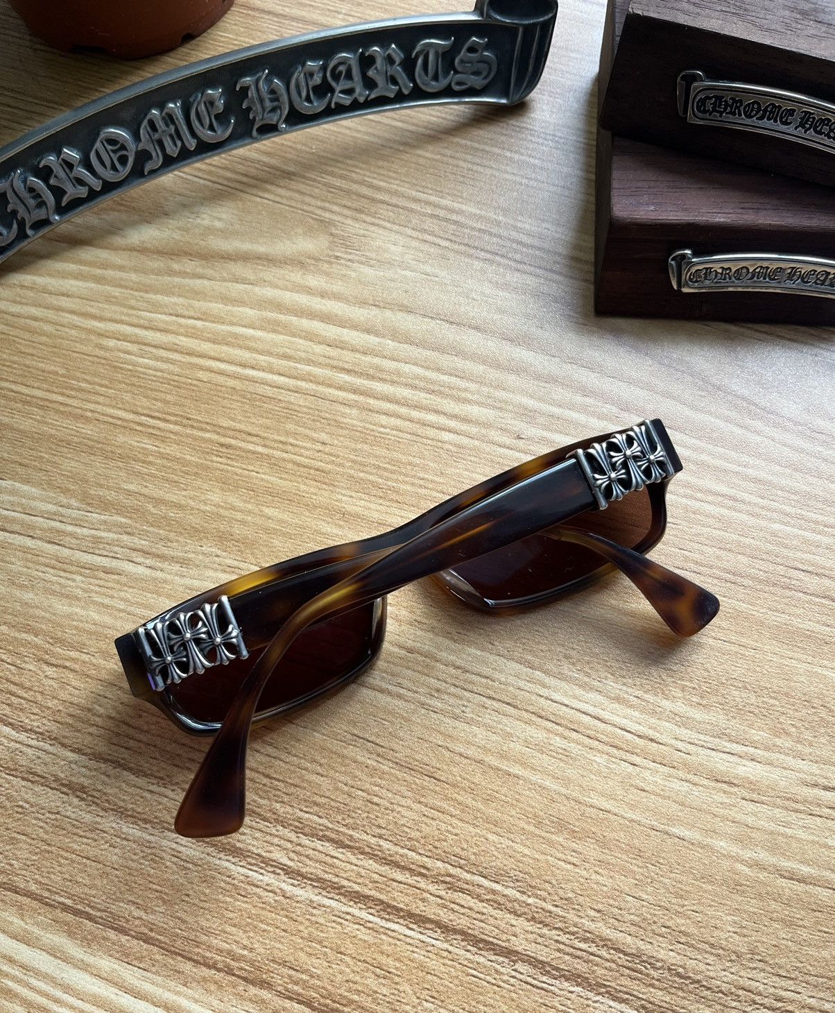 Pre-owned Chrome Hearts Below Me Sunglasses In Brown | ModeSens