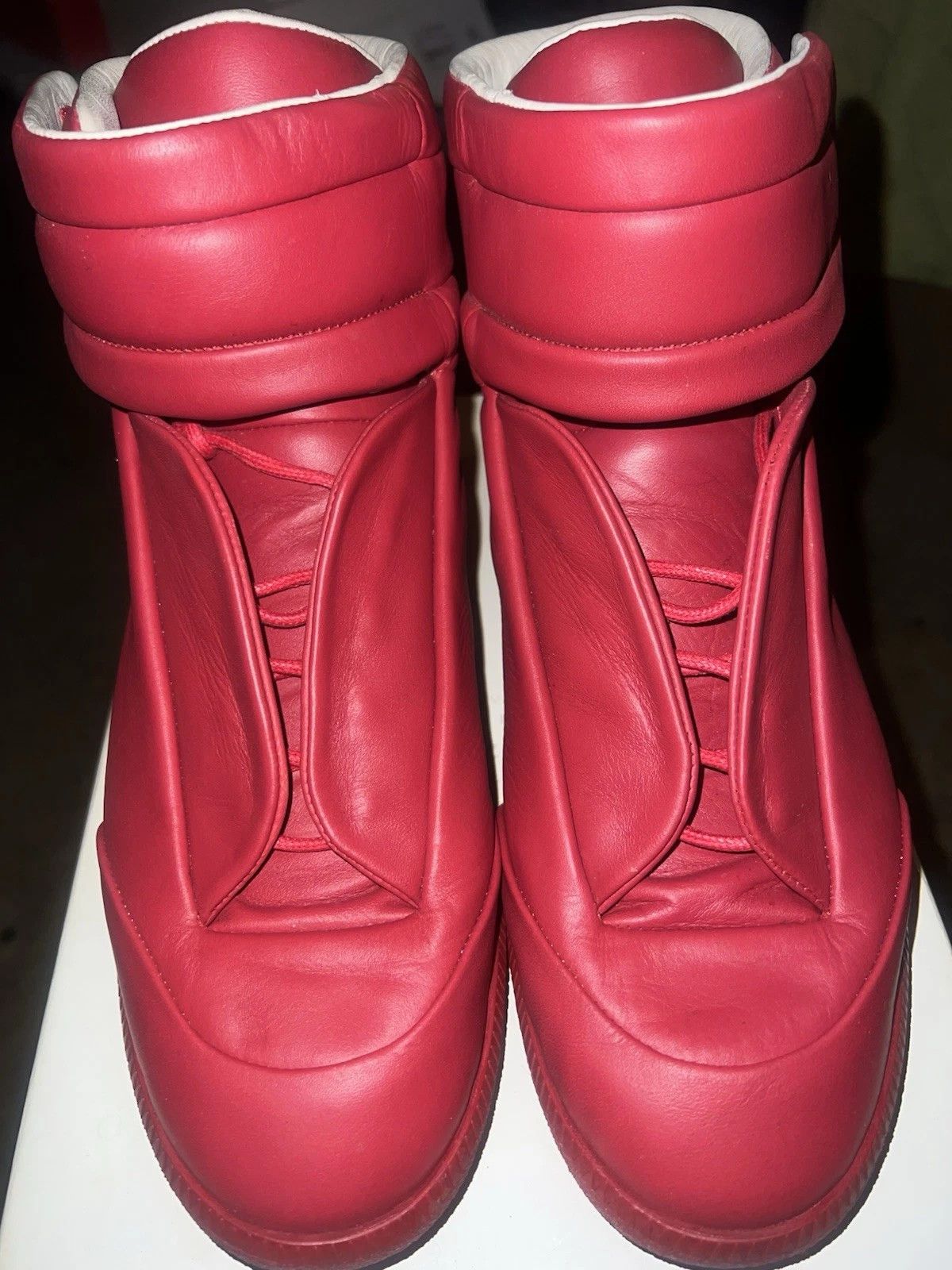 Maison Margiela Future Red Leather 10 43 Italy High Tops Hi Top 