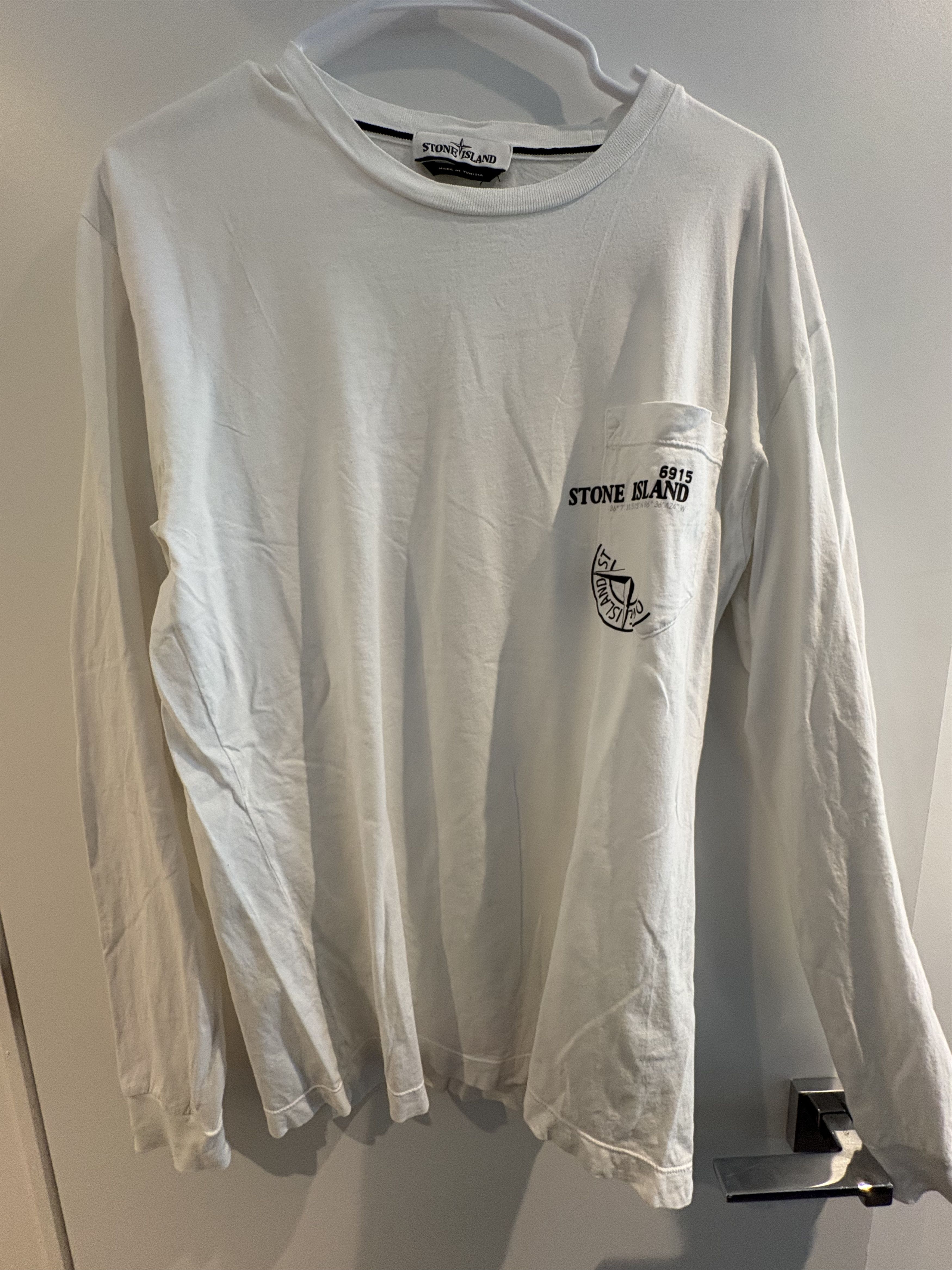 Stone Island White Stone Island Long Sleeve Size US L / EU 52-54 / 3 - 1 Thumbnail