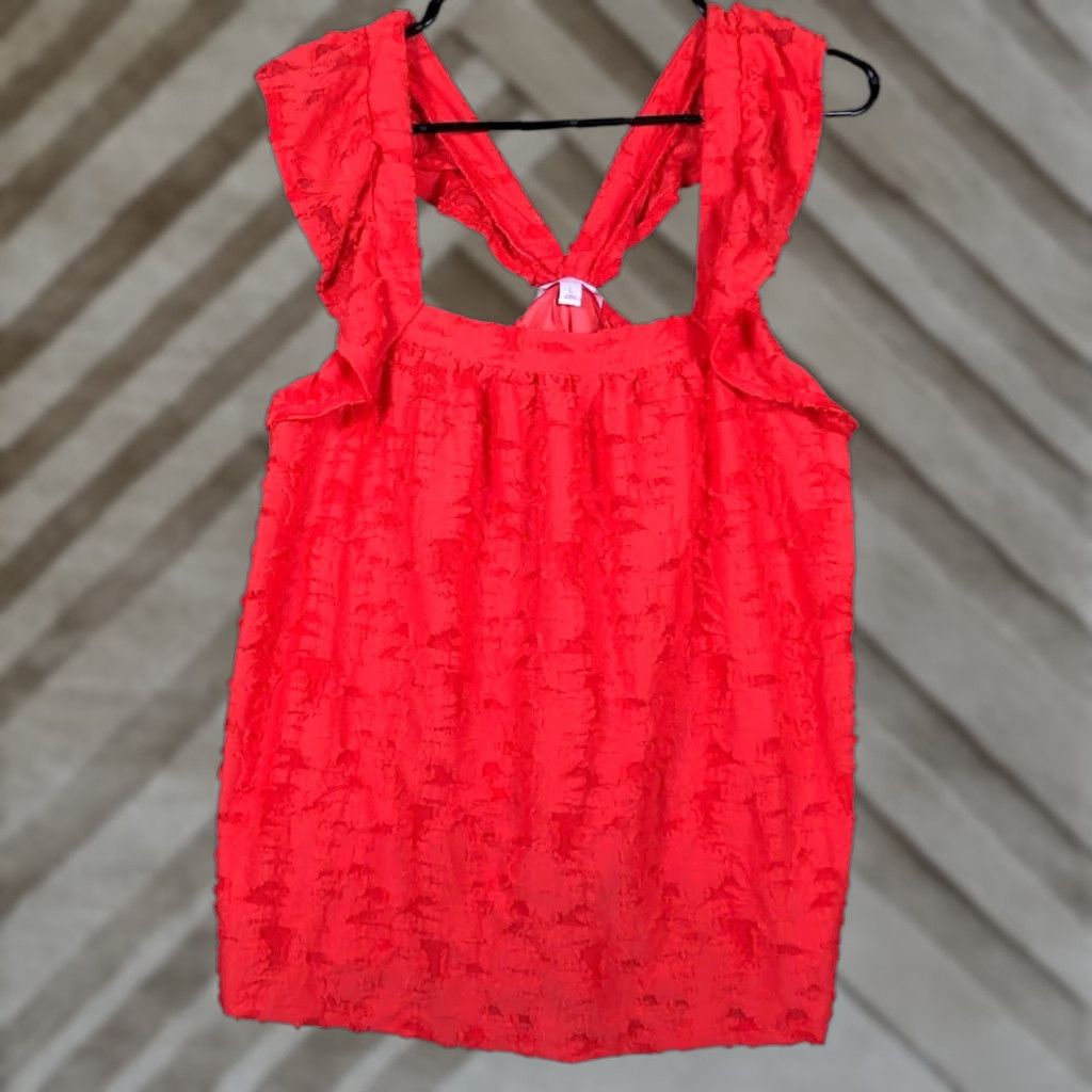 Lauren Conrad Lauren Conrad Womens Blouse Pink Coral Sleeveless Lined Ruffle Swing Halter Neck Casual Workwear Party/Cocktail 30 Day Returns Mens Women Girls Size L / US 10 / IT 46 - 1 Thumbnail