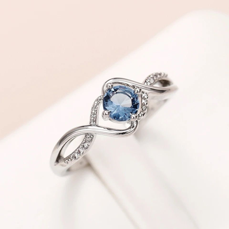 Designer × Jewelry Charming Blue Cubic Zirconia Ring Size ONE SIZE - 5 Thumbnail