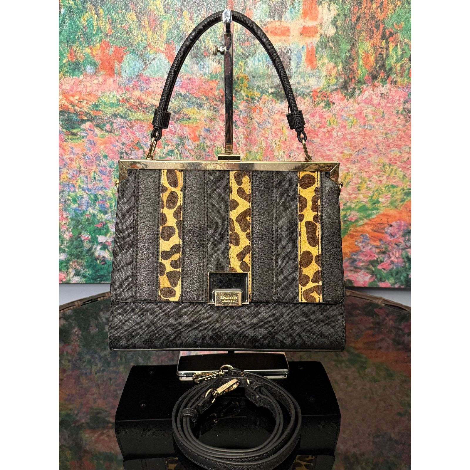 Dune London VGUC Dune London Black Faux Leather/Calf Hair Handbag Size ONE SIZE - 1 Thumbnail