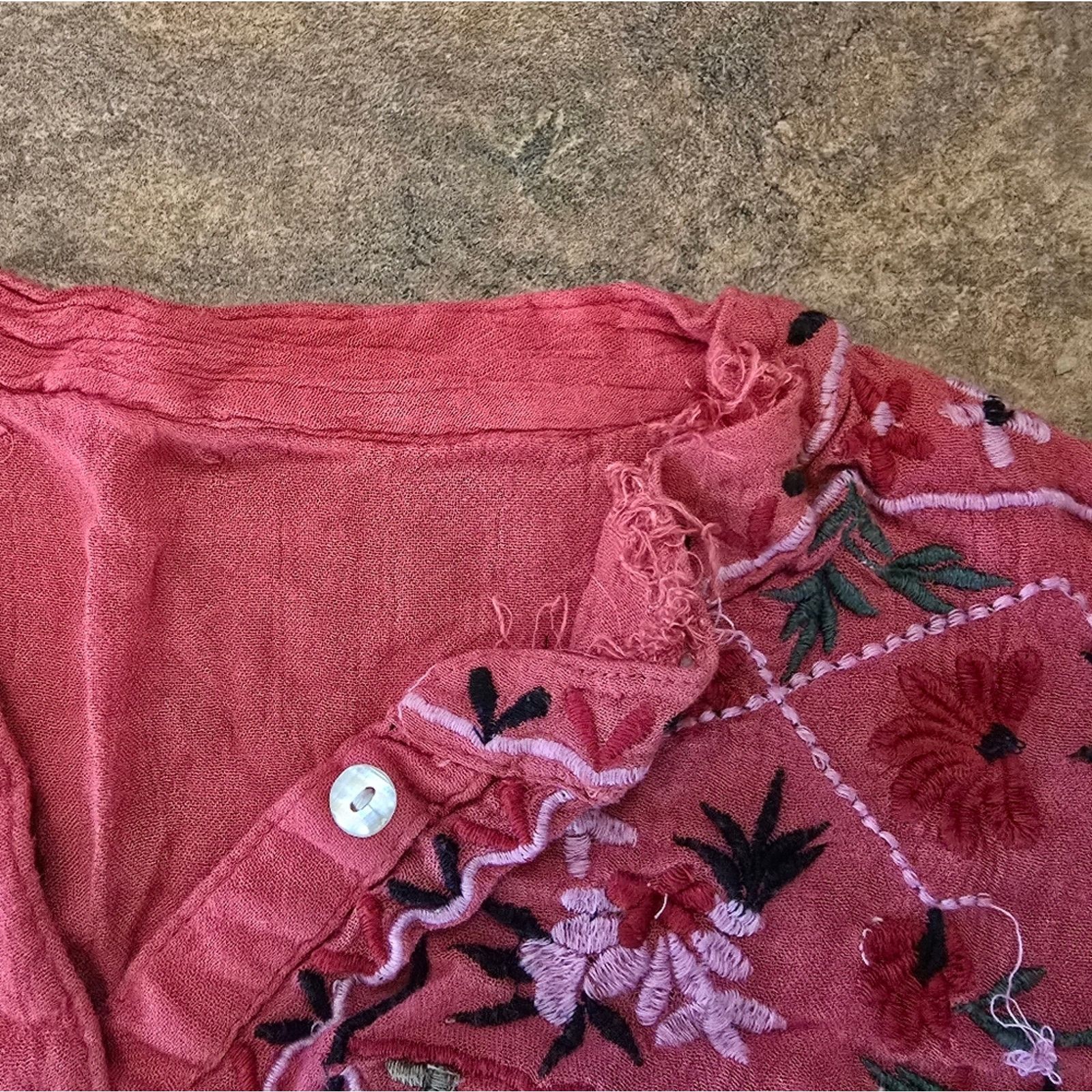 Other Dark Pink Detailed Long Sleeve Blouse Size ONE SIZE - 3 Thumbnail