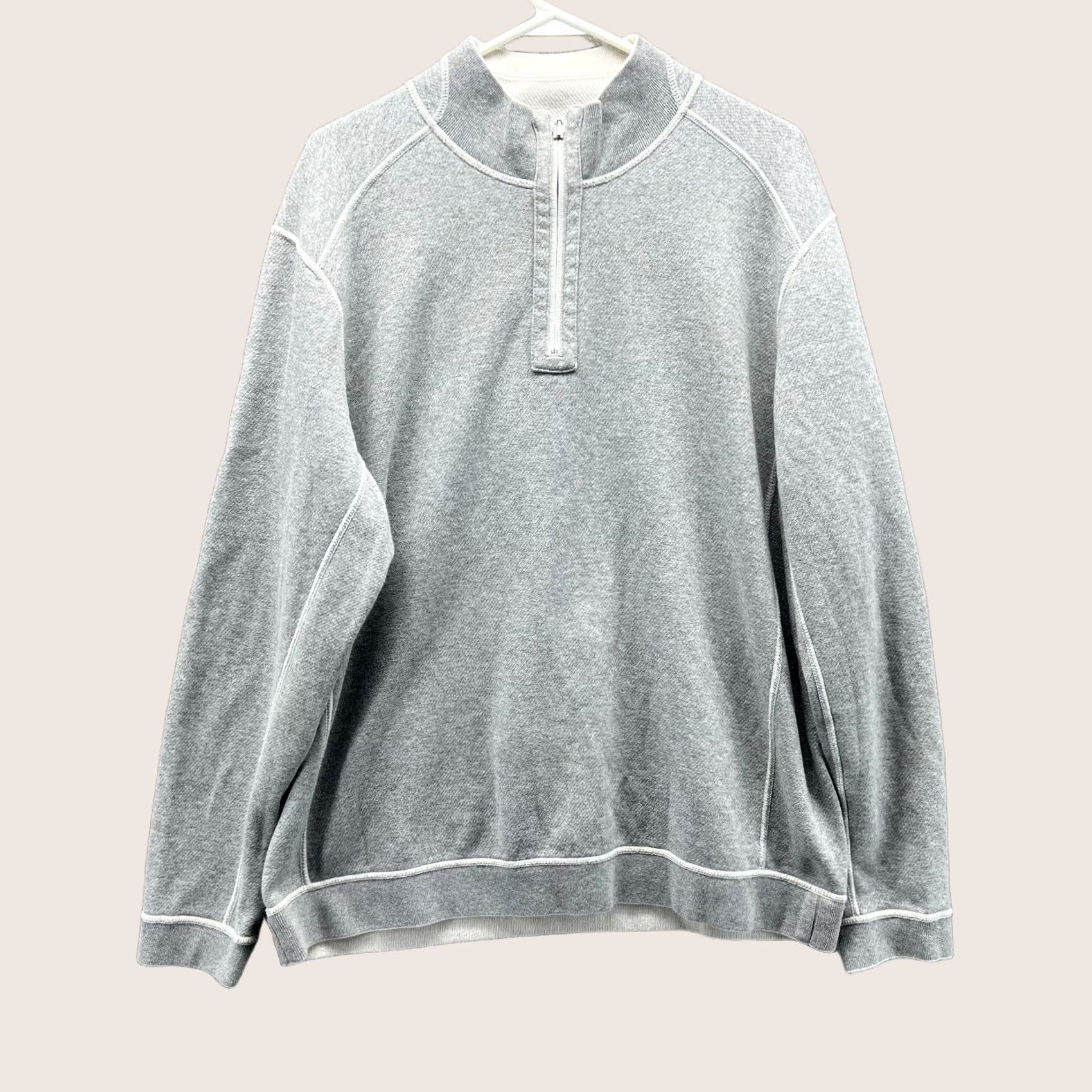 Tommy Bahama VINTAGE Tommy Bahama Pullover Mens Large Gray Reversible Quarter Zip Fleece Sweatshirt Size US L / EU 52-54 / 3 - 1 Thumbnail