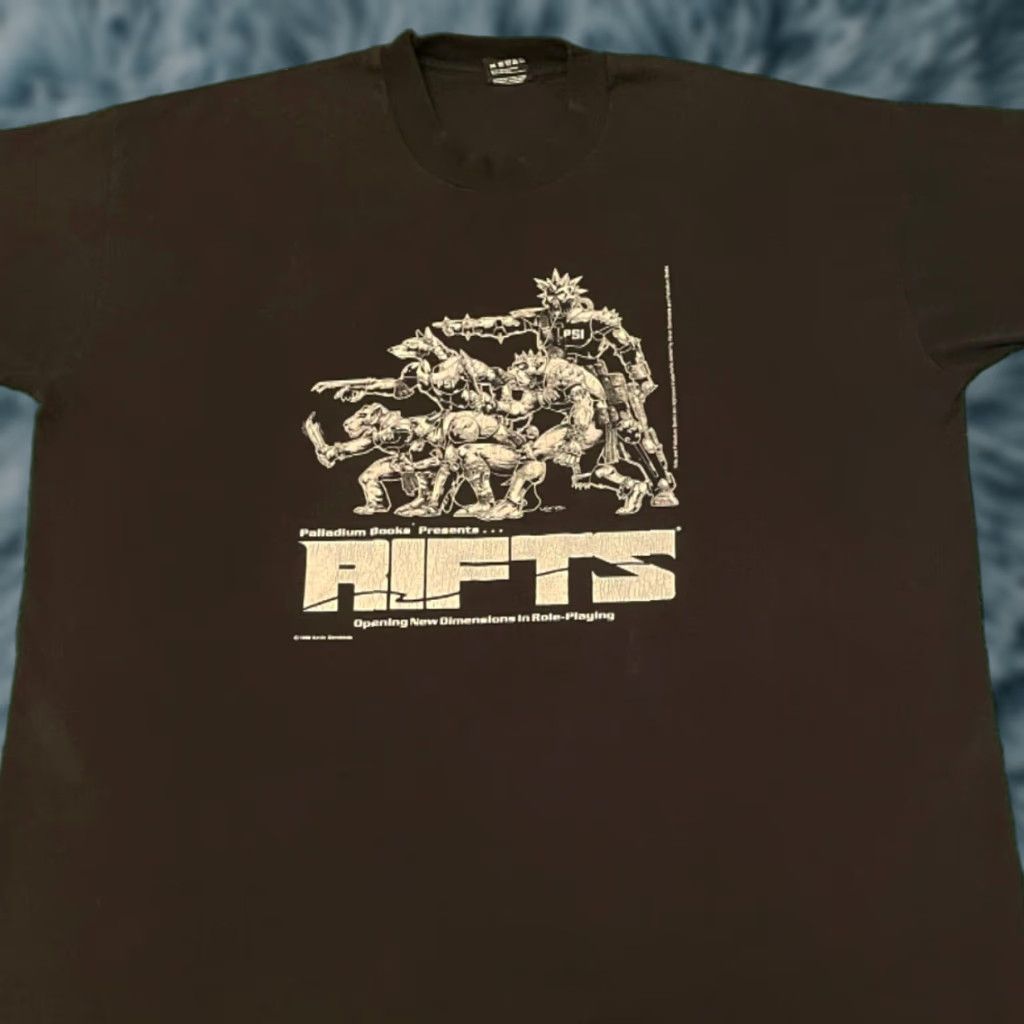 VINTAGE Palladium Books RIFTS RPG Movie Game Promo 1990 VTG Shirt Mens XXL Black 90s Mens 2XL (Preowned)