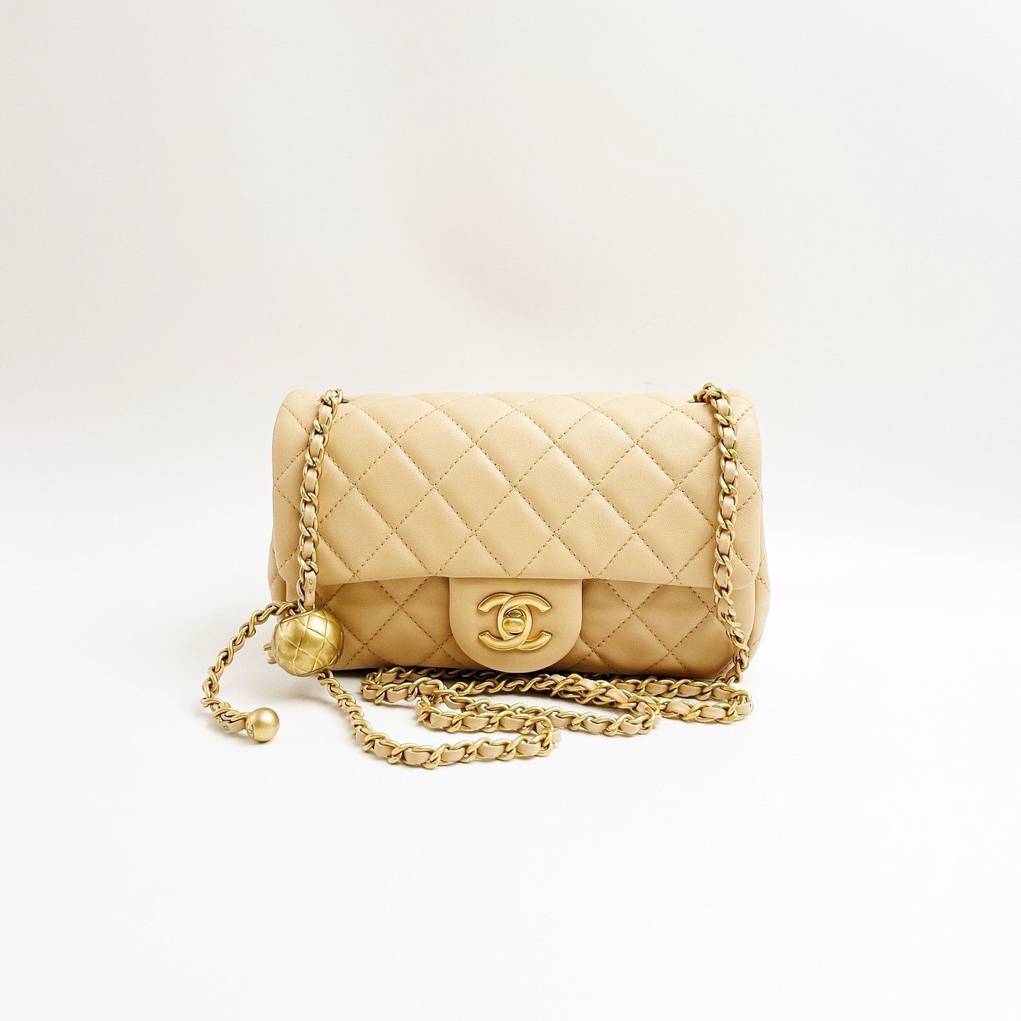 Chanel Classic Flap Lambskin Shoulder Bag in Yellow, Women's
