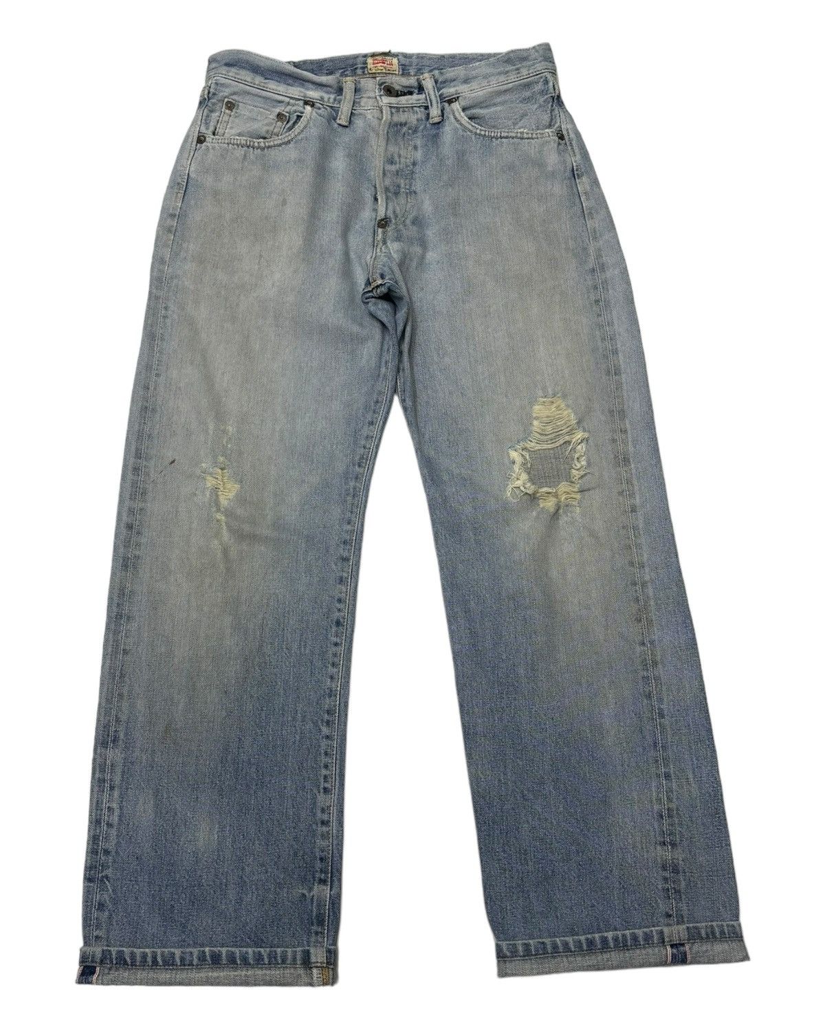 Kapital VINTAGE EDWIN 505 SXR SELVEDGE BLUE WASH DISTRESS DENIM JEAN Size US 30 / EU 46 - 1 Thumbnail