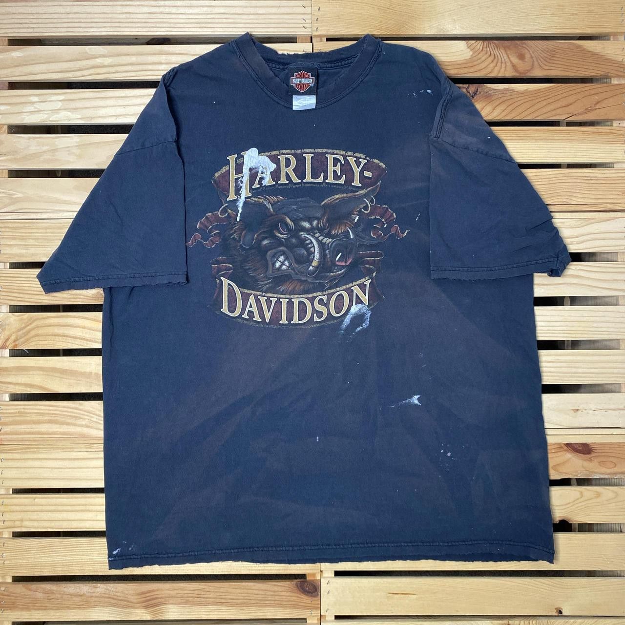 Harley Davidson Vintage Harley Davidson Black Thrashed Biker Tee Size 2XL Size US XXL / EU 58 / 5 - 1 Thumbnail