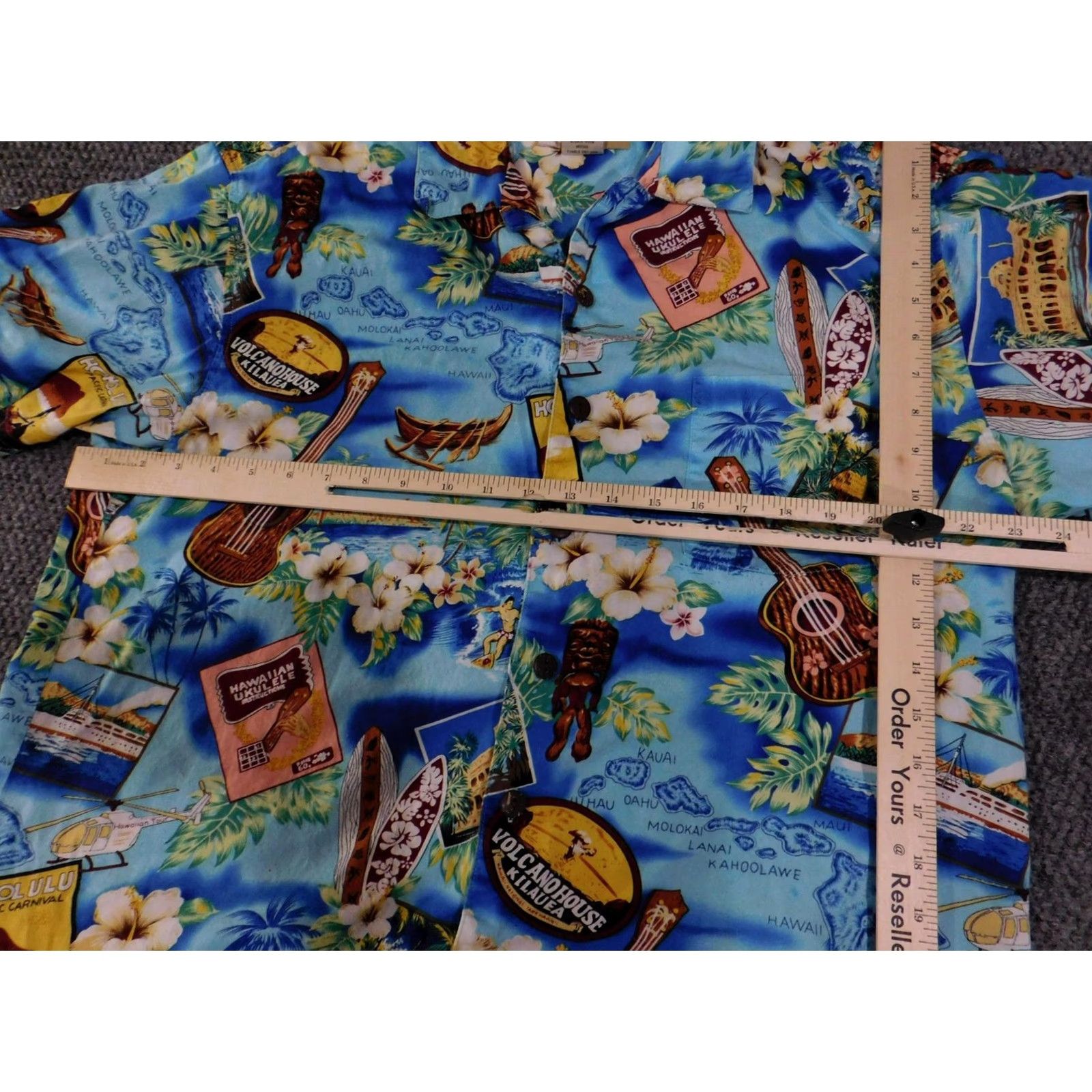 Vintage High Surf Shirt Mens XL Blue Hawaiian Aloha Floral Ukulele Surf Vacation Print Shirt Size US XL / EU 56 / 4 - 6 Thumbnail