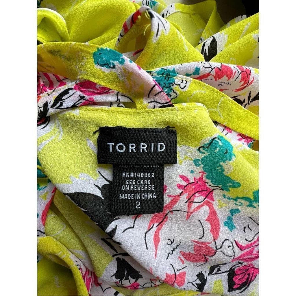 Torrid Torrid Yellow Flowy Floral Layered Spaghetti Strap Tank Top Size XL / US 12-14 / IT 48-50 - 2 Thumbnail