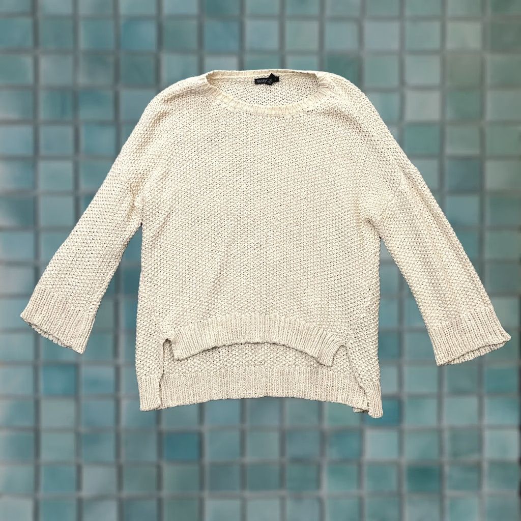 Eileen Fisher Eileen Fisher Womens XXS Beige Cotton Sweater Open Knit High Low Hem Warm Size XXS / US 00 / IT 34 - 1 Thumbnail