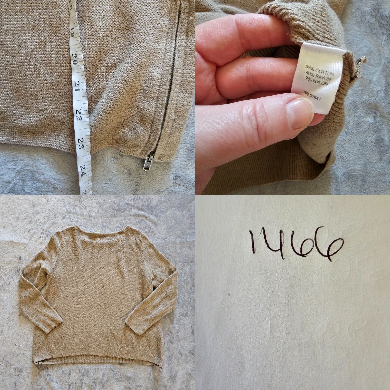J. Jill J. Jill Sweater Top Womens Medium Petite Beige Long Sleeve Zippers Casual Career Shirt Size M / US 6-8 / IT 42-44 - 8 Thumbnail