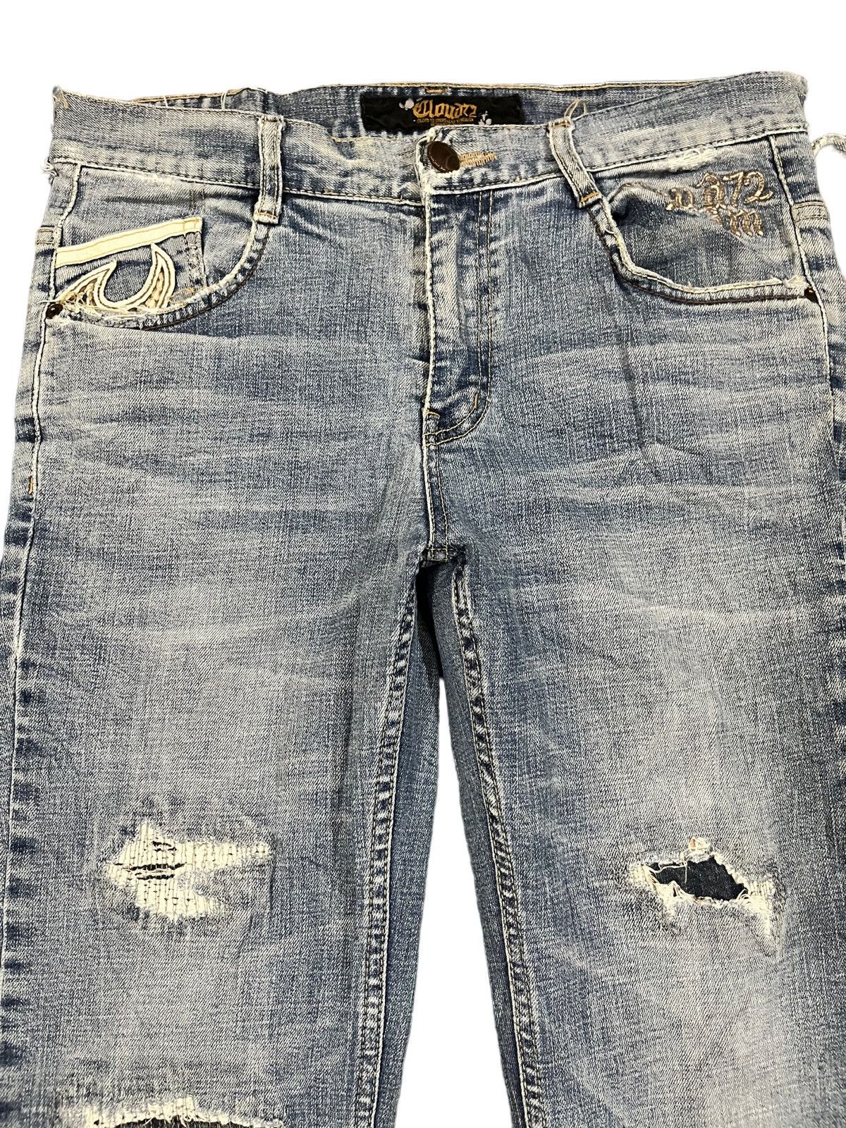 Ed Hardy Vintage Cloud 72 Faded Distressed Punk Denim Size US 31 - 3 Thumbnail