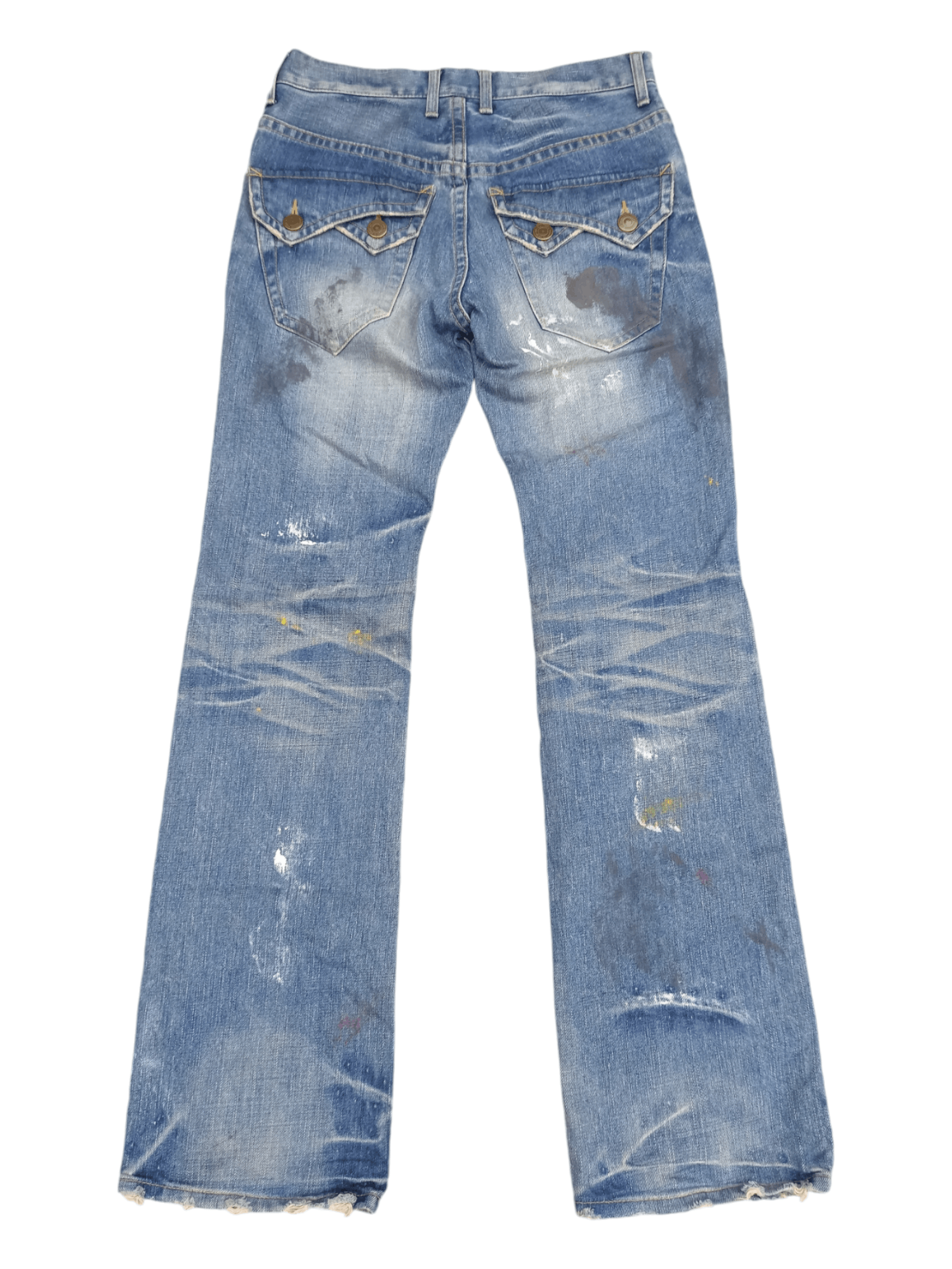 Japanese Brand Rattle Trap Paint Skin Mud Max Minimalist Flare Denim Size US 28 / EU 44 - 2 Thumbnail