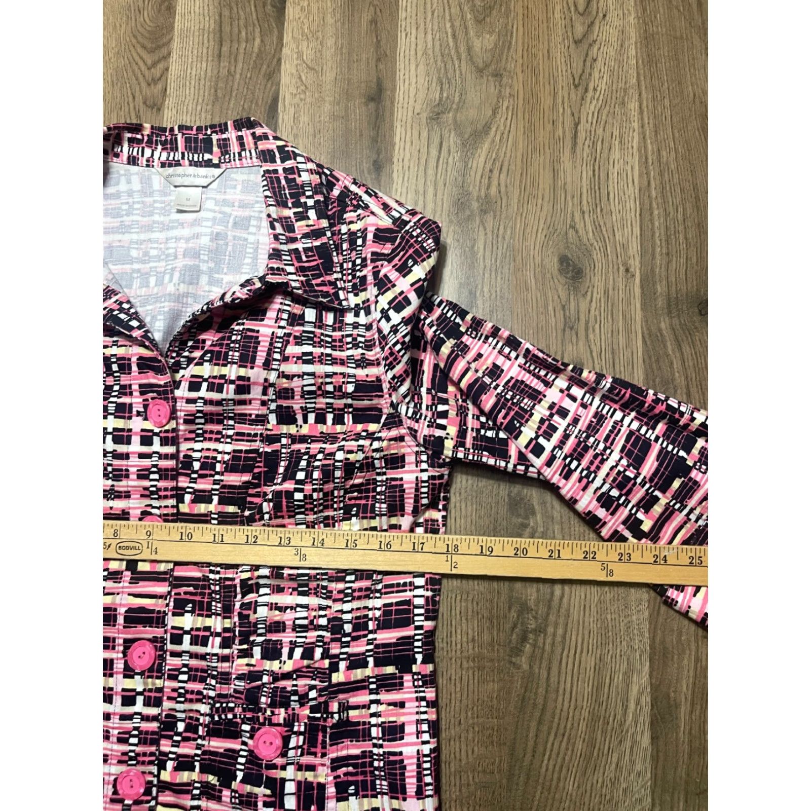 Vintage Christopher & Banks Blazer Women's Medium Pink White Black Button Up Size M / US 6-8 / IT 42-44 - 7 Thumbnail