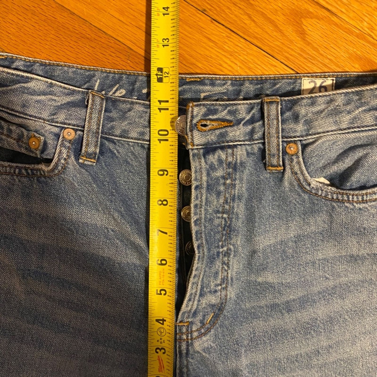 Free People Free People High-Rise Regular Button Fly Raw Hem Jeans - 26 Size 26" / US 2 / IT 38 - 10 Thumbnail