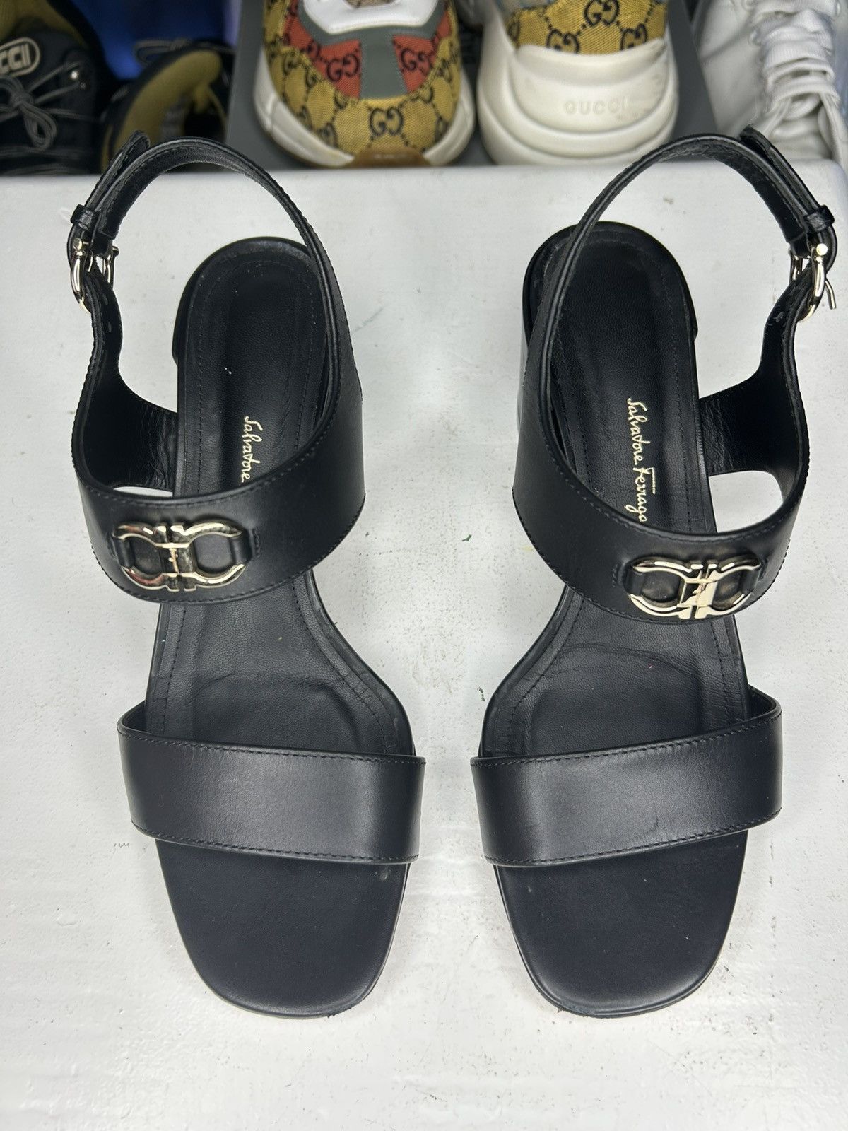 Salvatore Ferragamo Salvatore Ferragamo Black Leather Cayla Sandals Size 7 1/2 Size US 7.5 / IT 37.5 - 2 Thumbnail