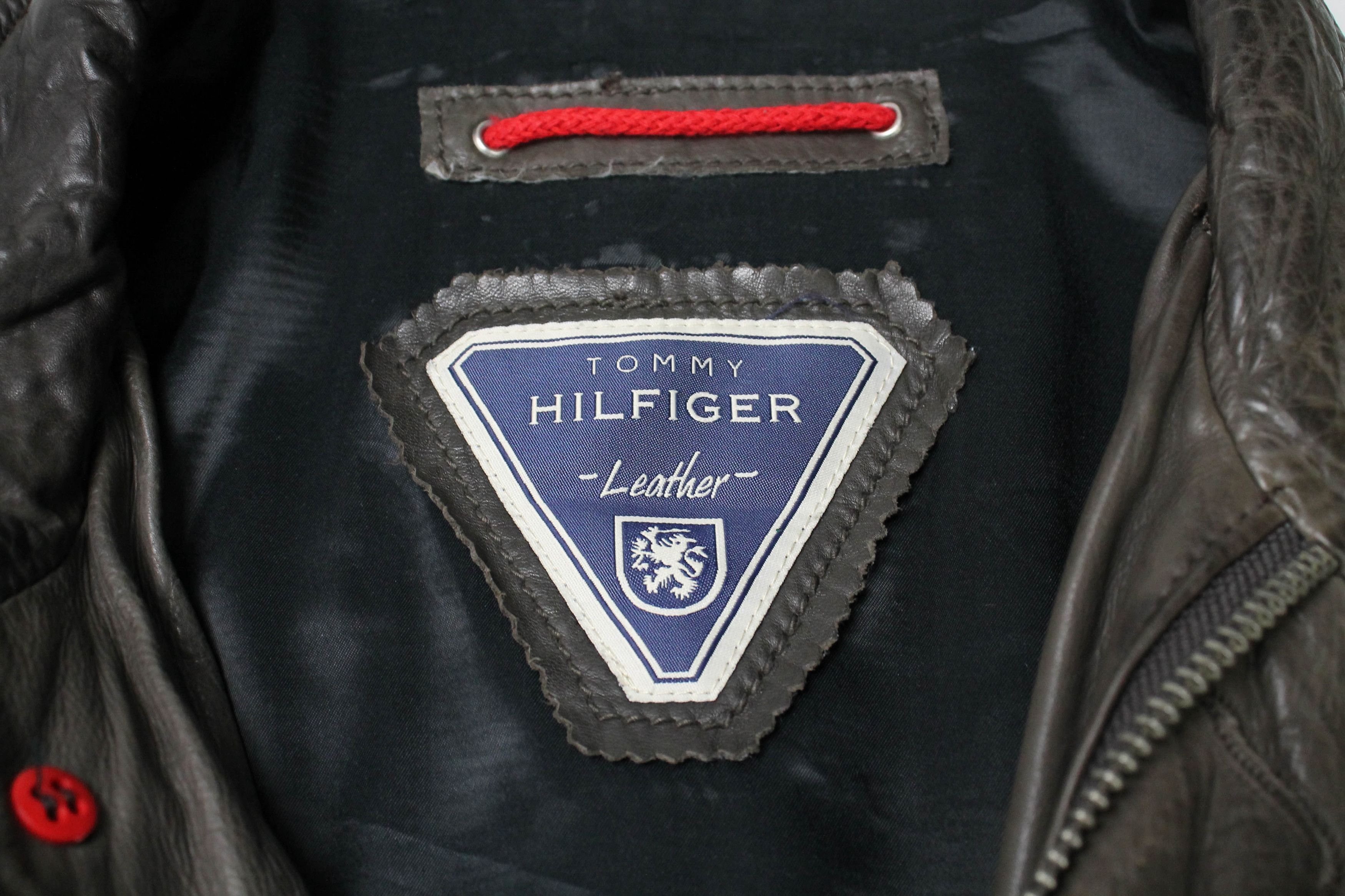 Tommy Hilfiger TOMMY HILFIGER Leather Jacket Men's XL Lined Zip Brown Size US XL / EU 56 / 4 - 9 Thumbnail