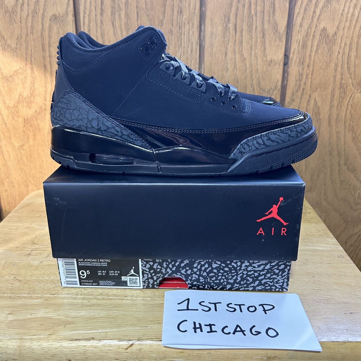 Designer × Jordan Brand × Nike Air Jordan 3 Retro Black Cat 2025 Size 9.5 NEW Authentic Size US 9.5 / EU 42-43 - 1 Thumbnail