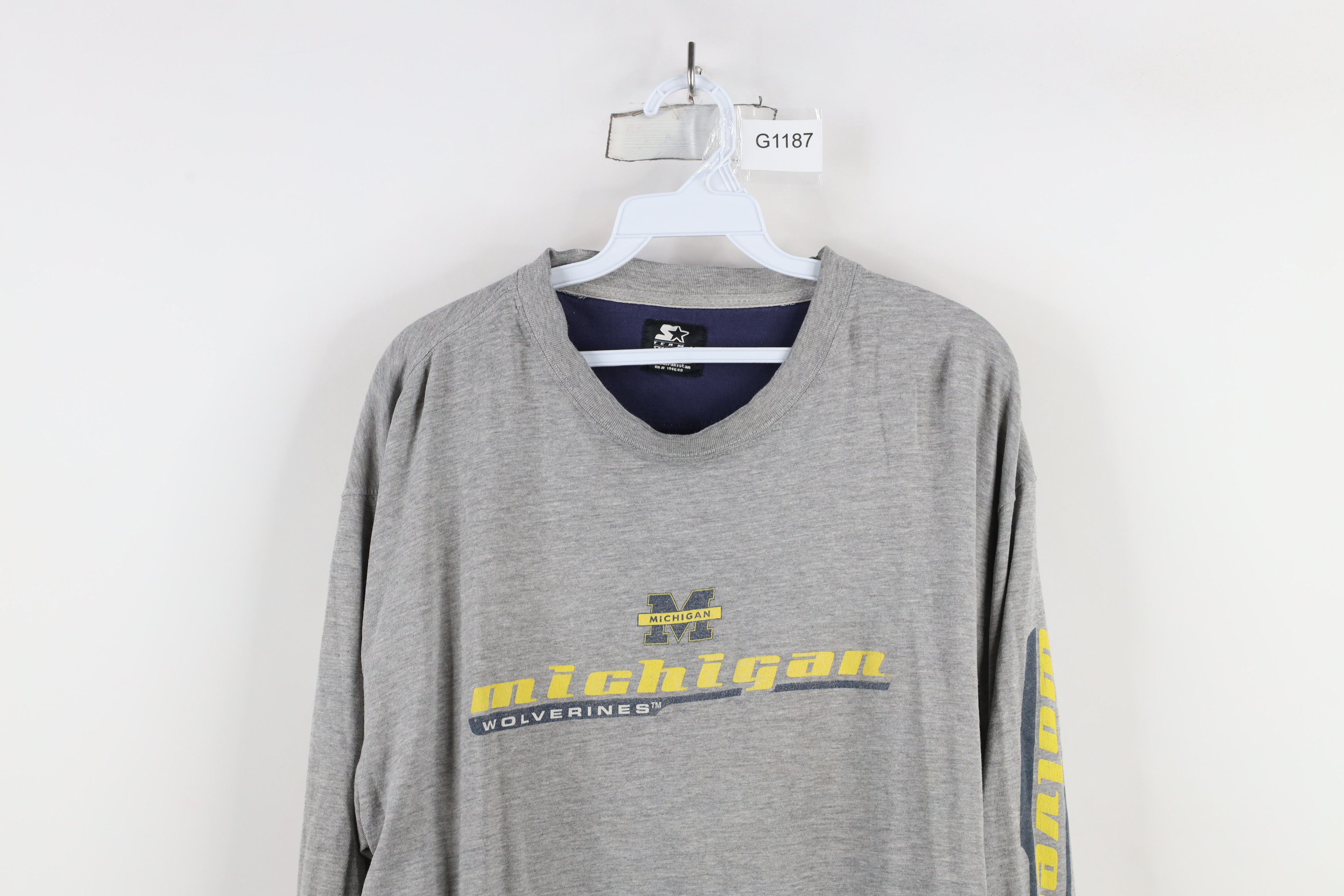 Starter × Vintage Vintage 90s Starter University of Michigan Long T-Shirt Size US XL / EU 56 / 4 - 2 Thumbnail