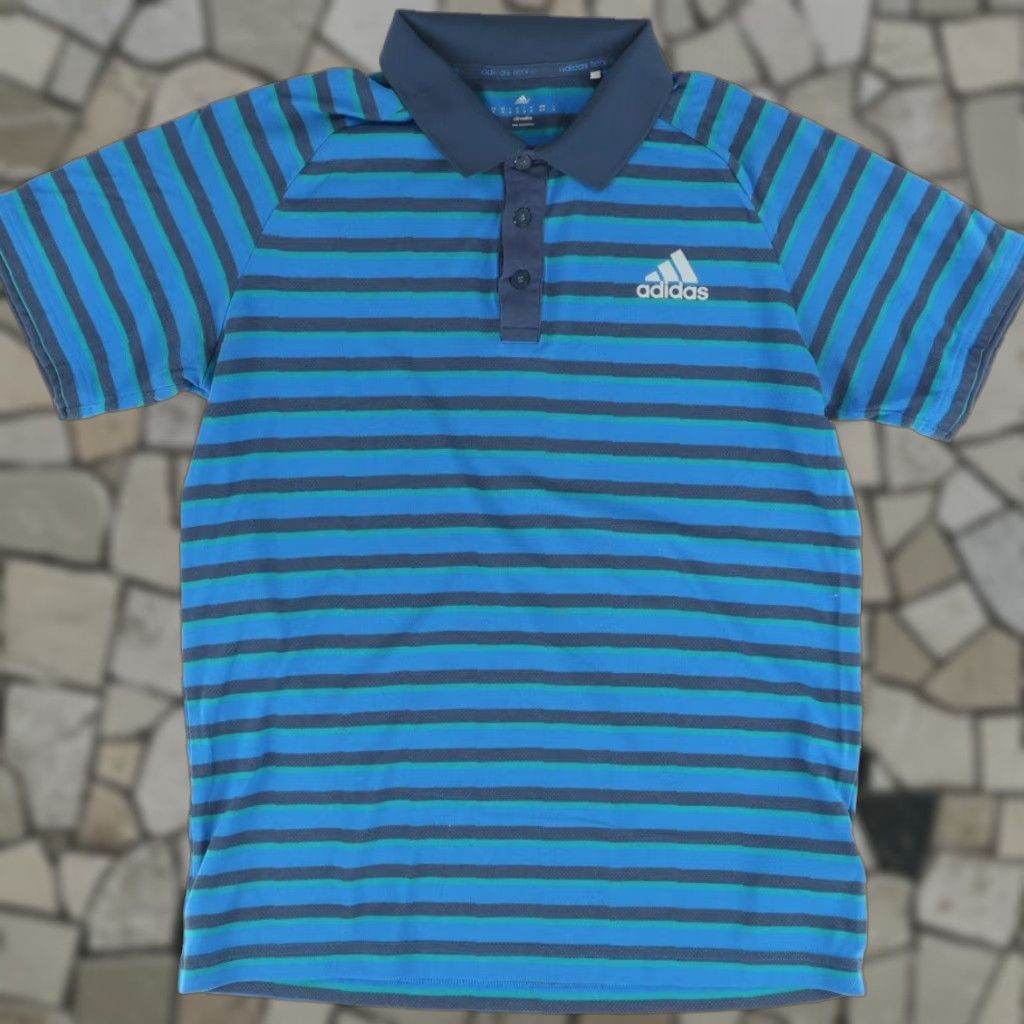 Adidas Adidas Tennis Climalite Polo Shirt Striped Blue M Men Shirt Size US M / EU 48-50 / 2 - 1 Thumbnail