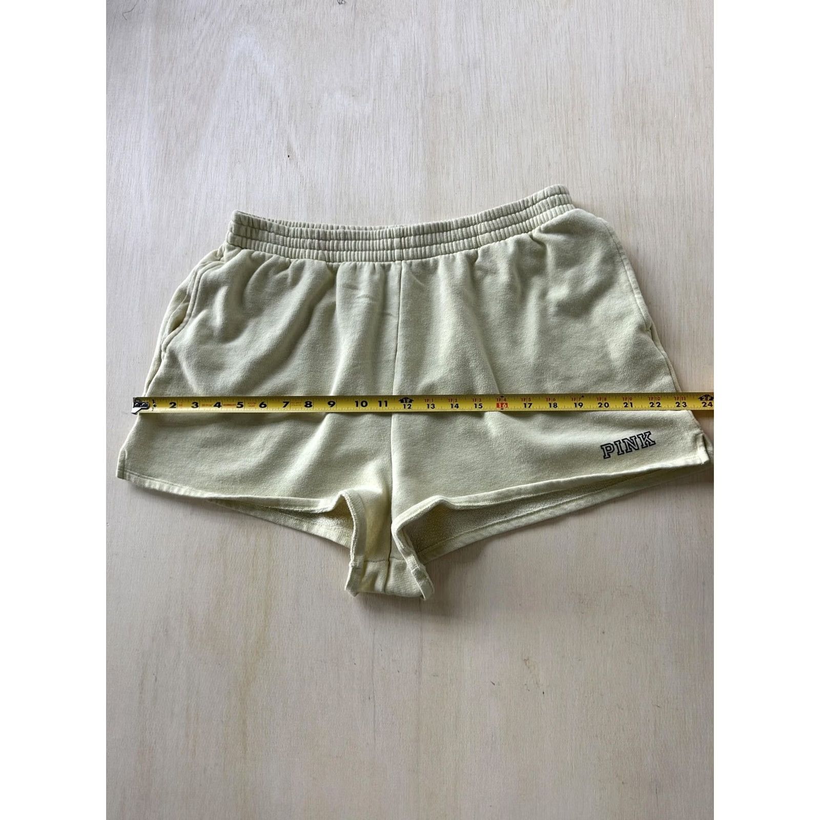 Vintage PINK Victoria's Secret Shorts Womens Large Yellow French Terry Sweat Lounge Pants? Size 36" / US 14 / IT 50 - 4 Thumbnail