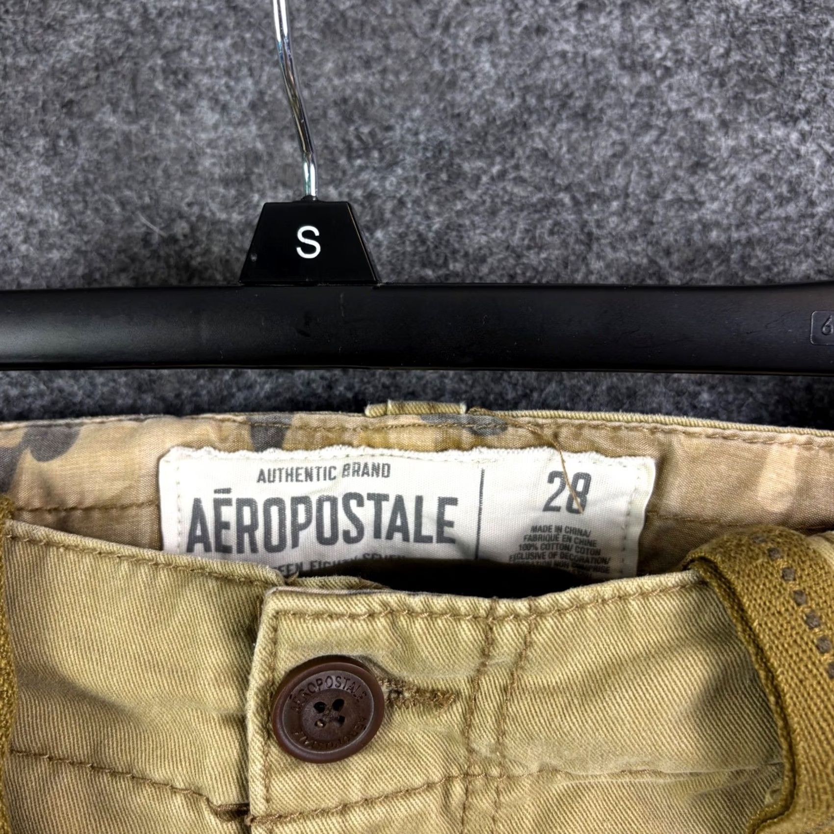 Aeropostale Aeropostale Mens Cargo Shorts Size 28 Khaki Tan Cotton Twill Drawstring Utility Size US 28 / EU 44 - 3 Thumbnail