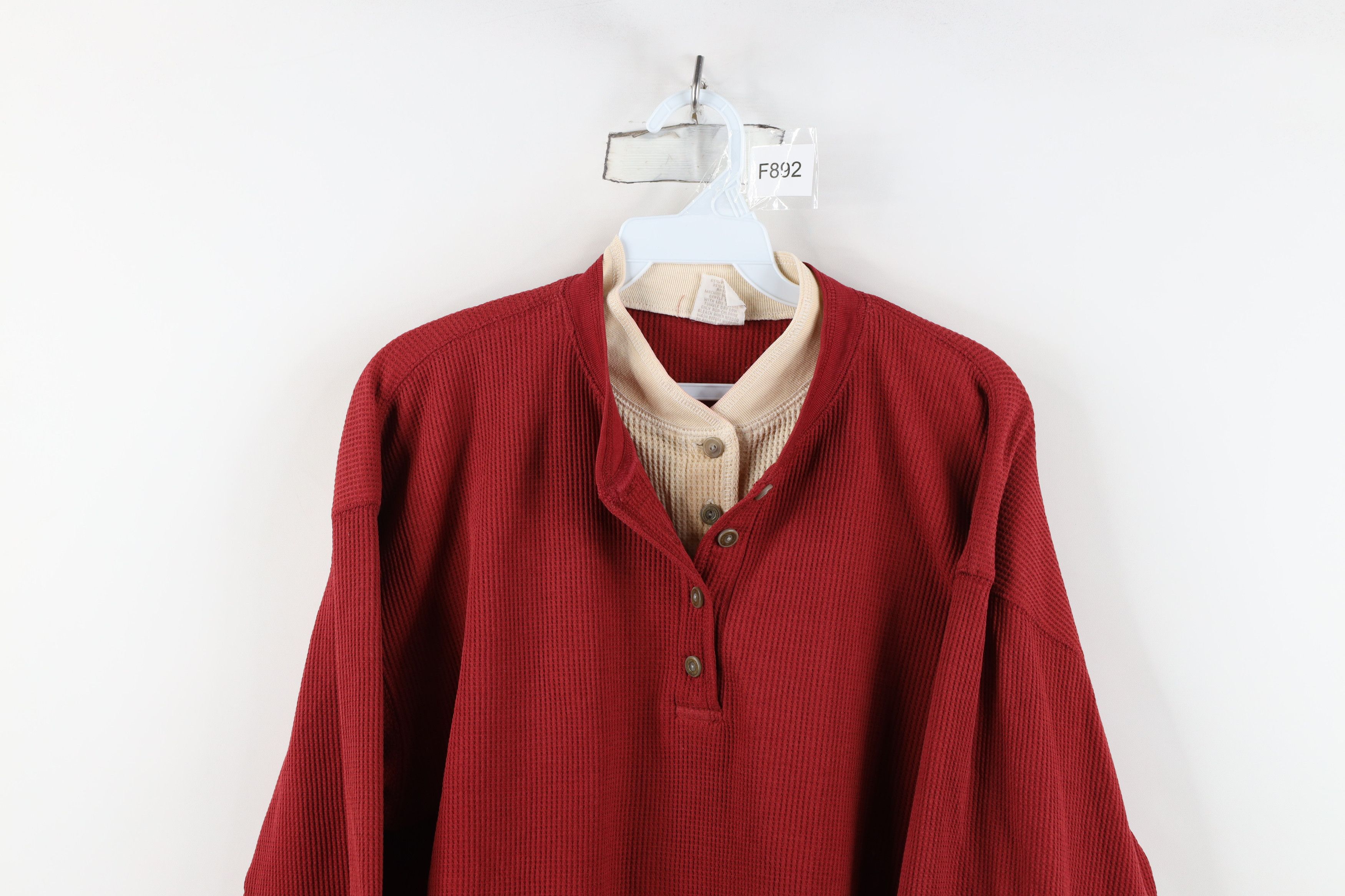 Vintage Vintage 90s Streetwear Layered Thermal Knit Henley T-Shirt Size L / US 10 / IT 46 - 2 Thumbnail