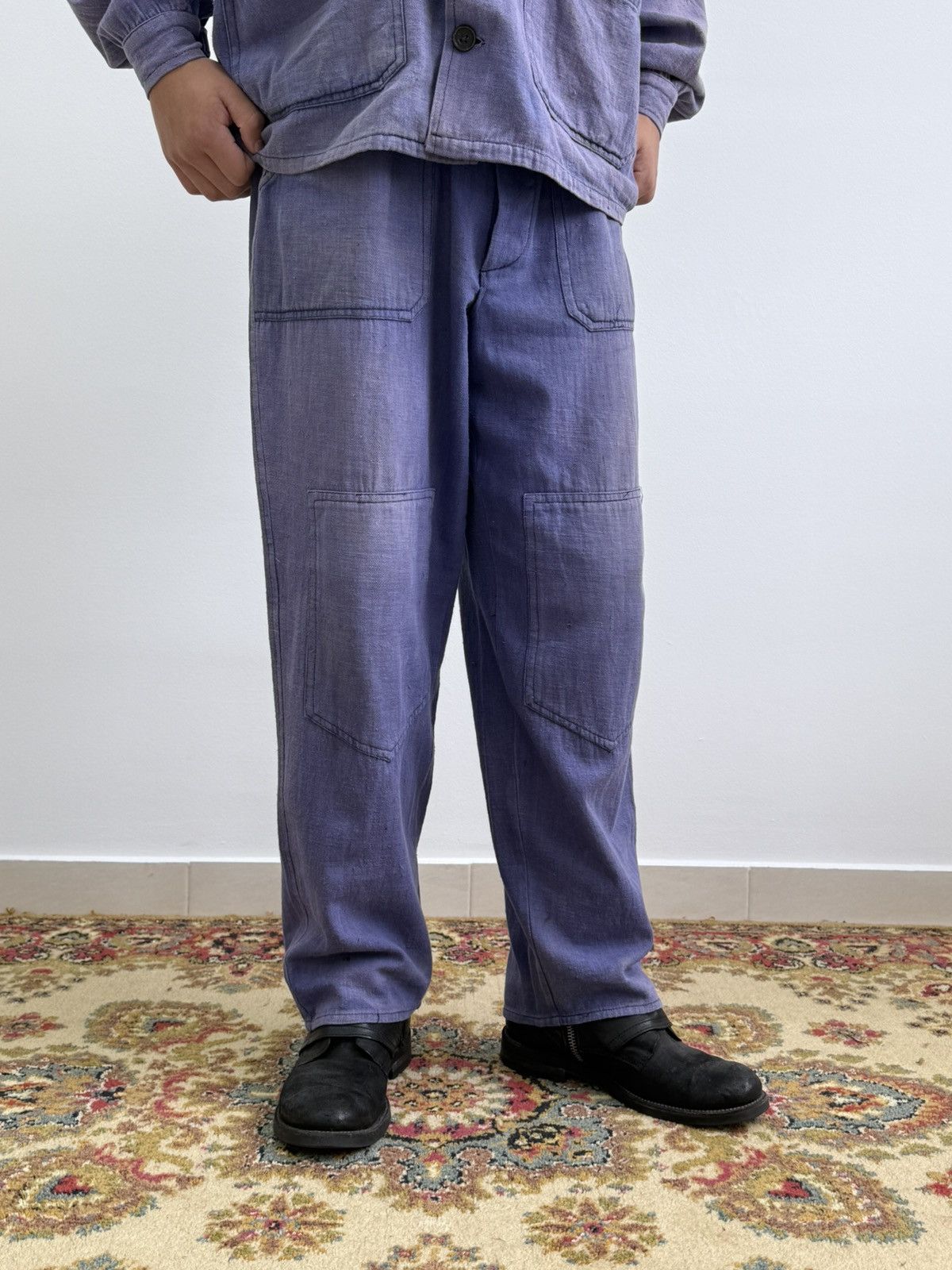 Le Laboureur Vintage 50s French Faded Trashed Chore Work Suit Size US L / EU 52-54 / 3 - 3 Thumbnail