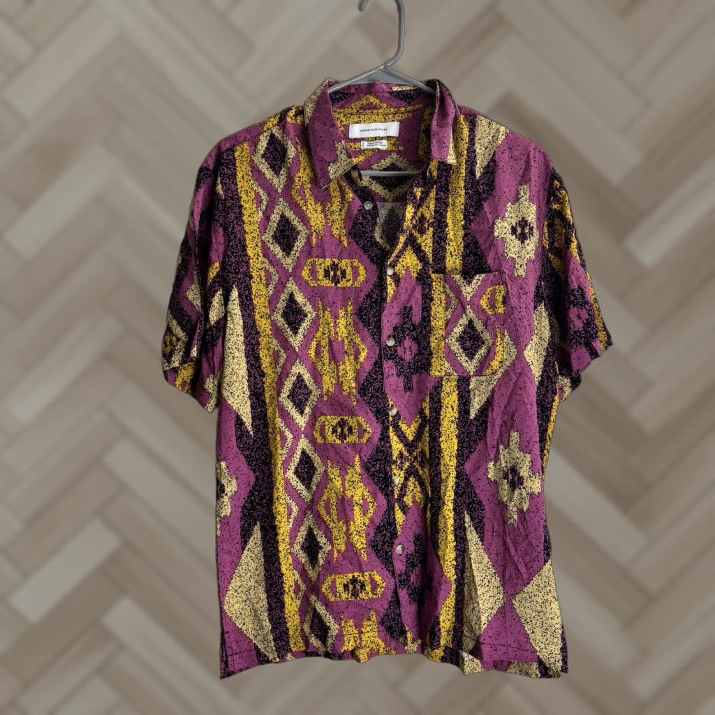 Urban Outfitters Button-Up Shirt Short Sleeve Size Small Mens Multicolor Button-Up Shirt S