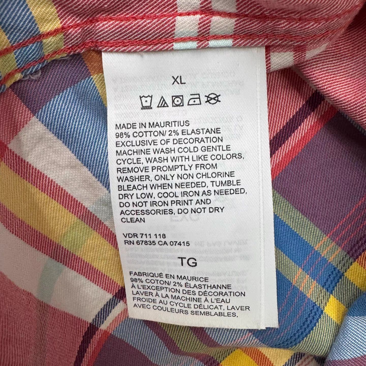 Nautica Nautica Short Sleeve Shirt, Blue, Pink and Yellow Plaid Q10 Size US XL / EU 56 / 4 - 3 Thumbnail