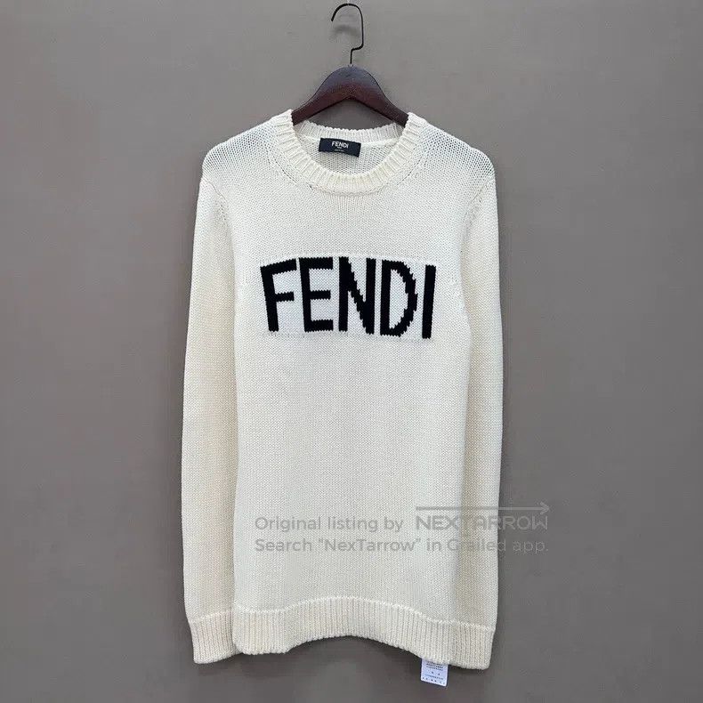 Fendi Fendi Off-white Floral Letter Logo Knit Sweater Size US M / EU 48-50 / 2 - 1 Thumbnail