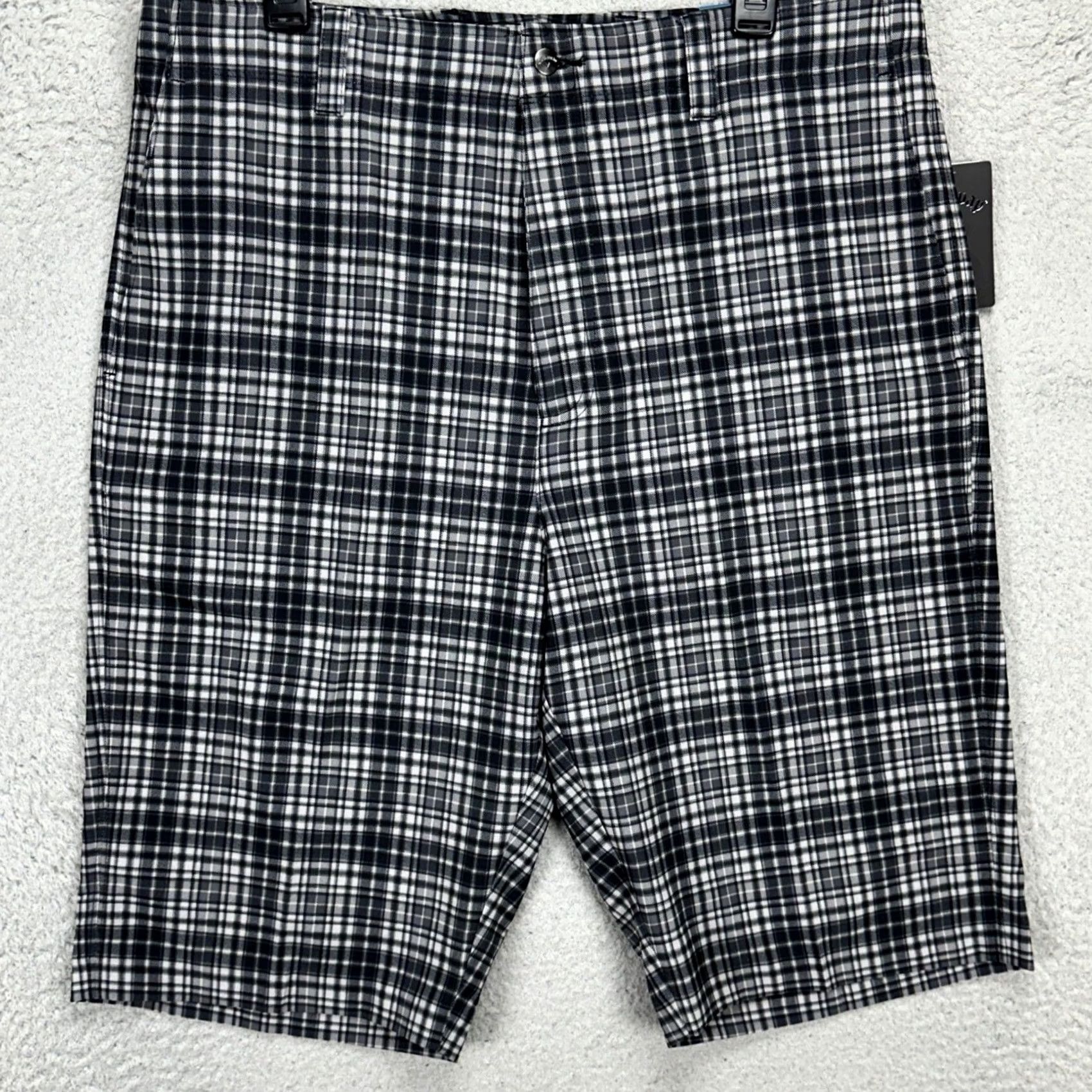 Callaway Callaway Mens Chino Golf Shorts 36 Tall Black Gray Plaid Opti Dri Stretch NEW Size US 36 / EU 52 - 2 Thumbnail