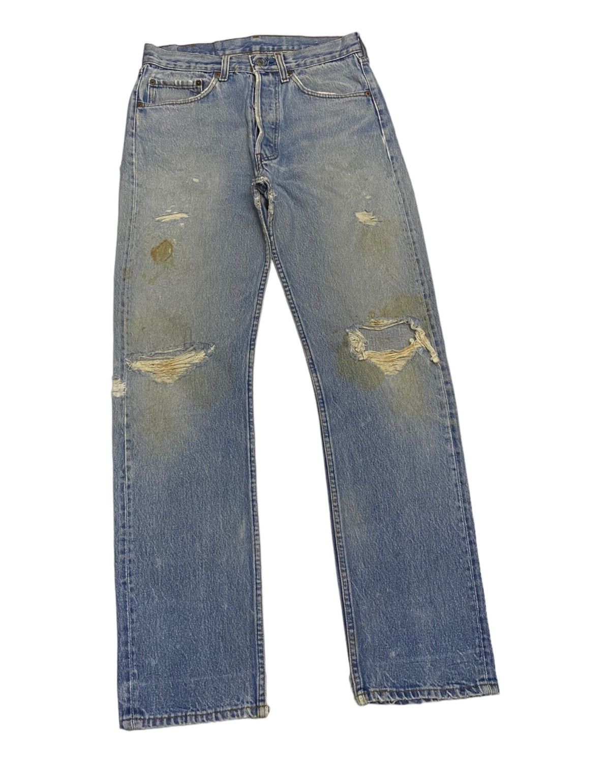 Levi's × Levi's Vintage Clothing VINTAGE LEVIS 501 DISTRESSED LEG CUT DENIM JEANS Size US 30 / EU 46 - 2 Thumbnail