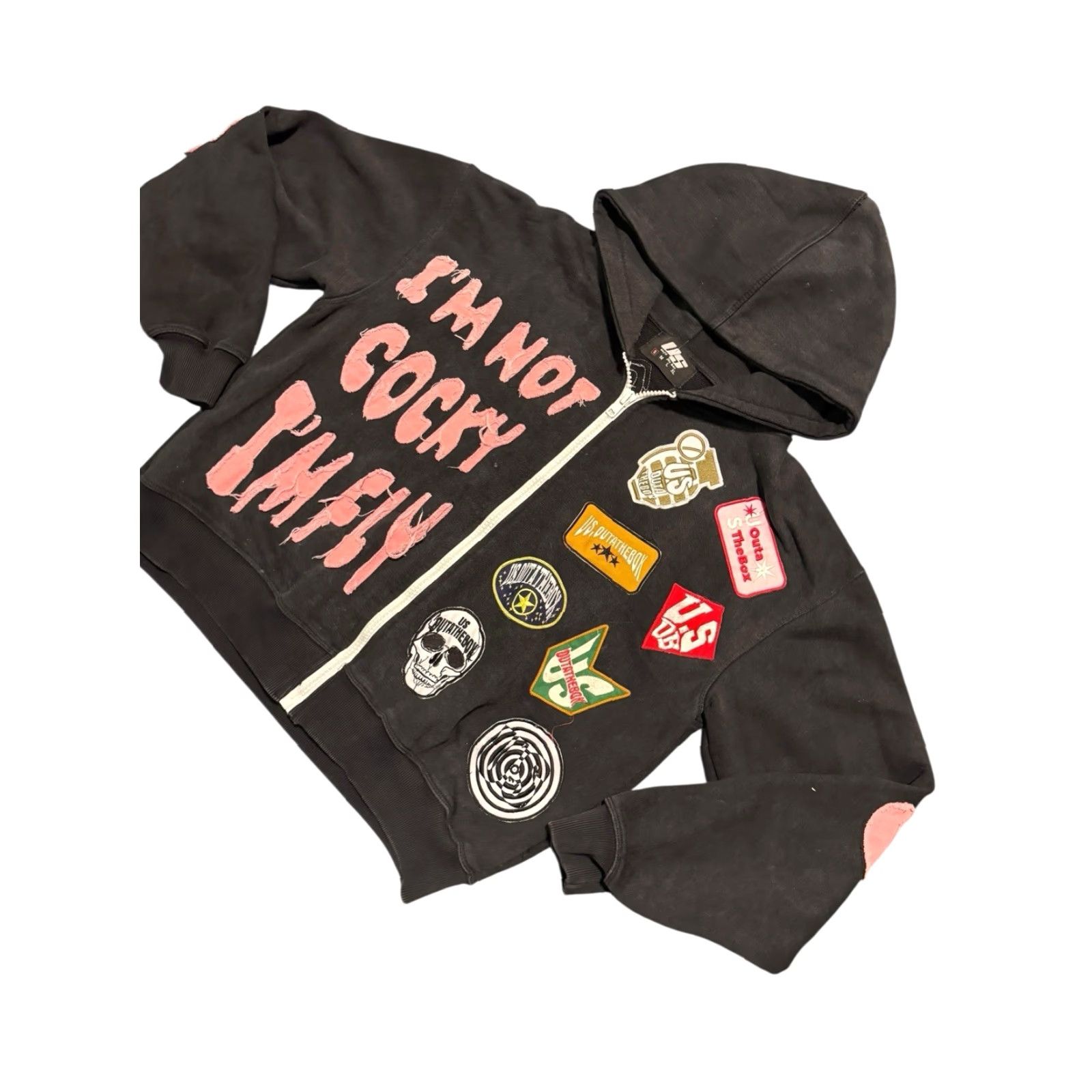 Vintage US Outa The Box I'm Fly Men's Black Zip Up Hoodie Size Small Hoodie Men Small Black Vintage? No, not vintage. Size US S / EU 44-46 / 1 - 4 Thumbnail